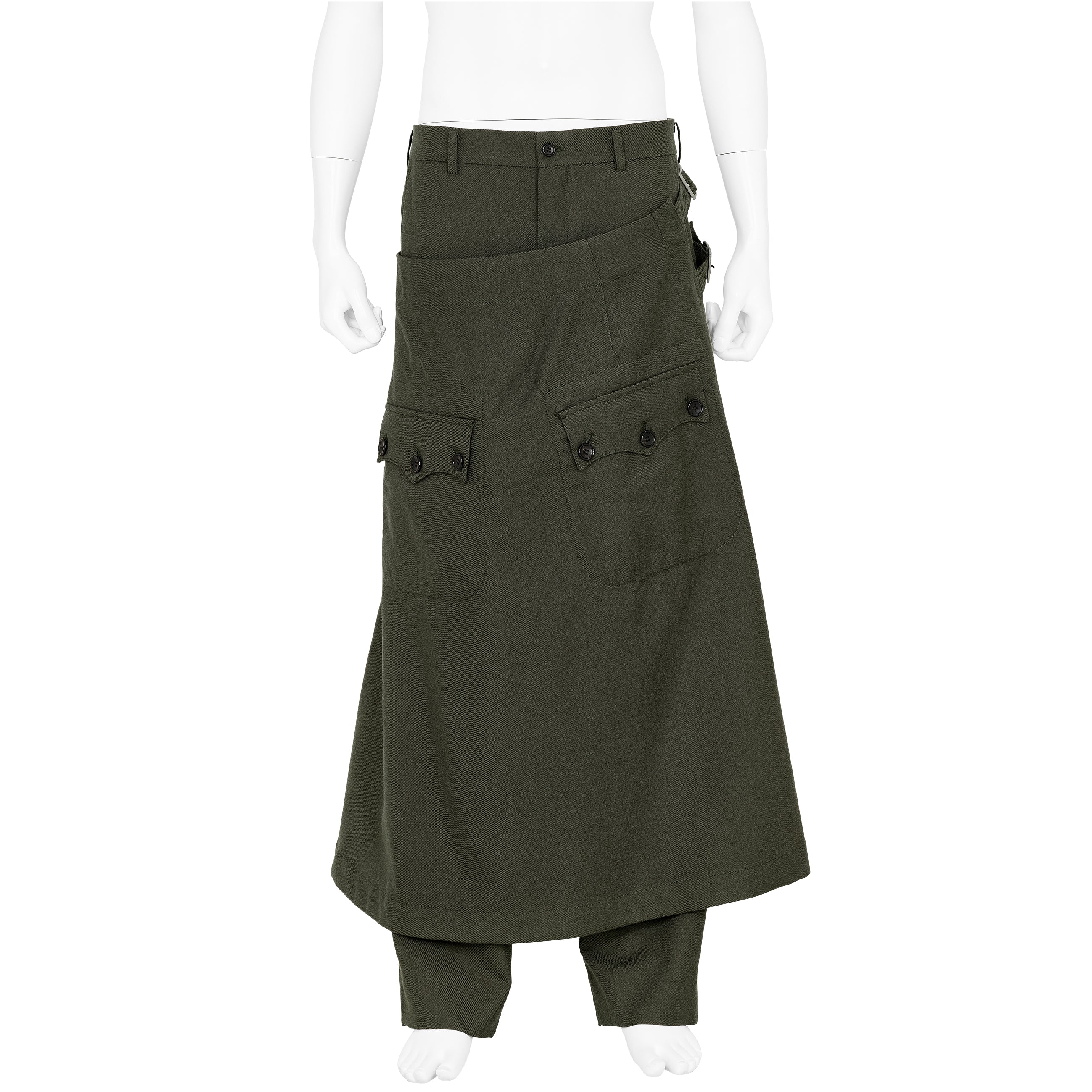 WRAP PANTS GREEN GREY - COMME des GARÇONS HOMME PLUS(コム デ