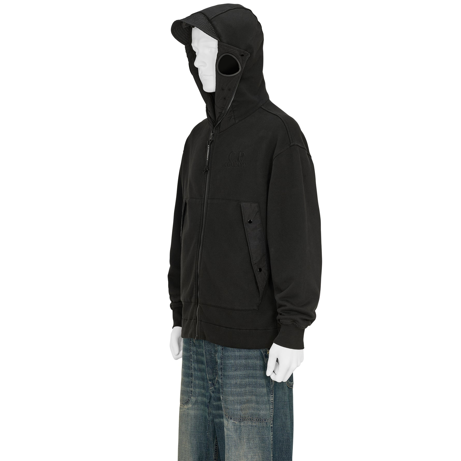 DIAGONAL RAISED FLEECE EXPLORER HOODY BLACK