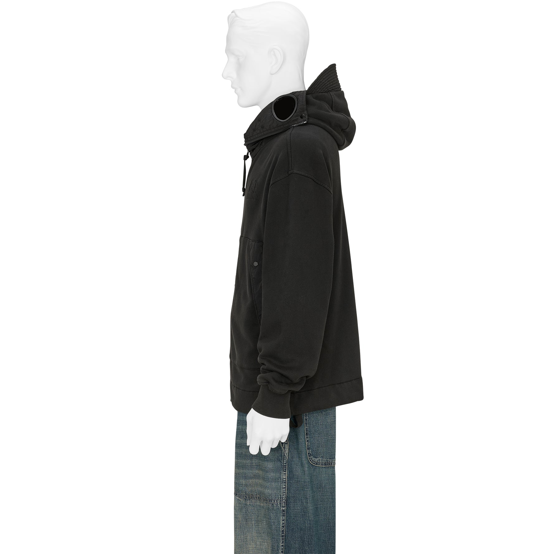 DIAGONAL RAISED FLEECE EXPLORER HOODY BLACK