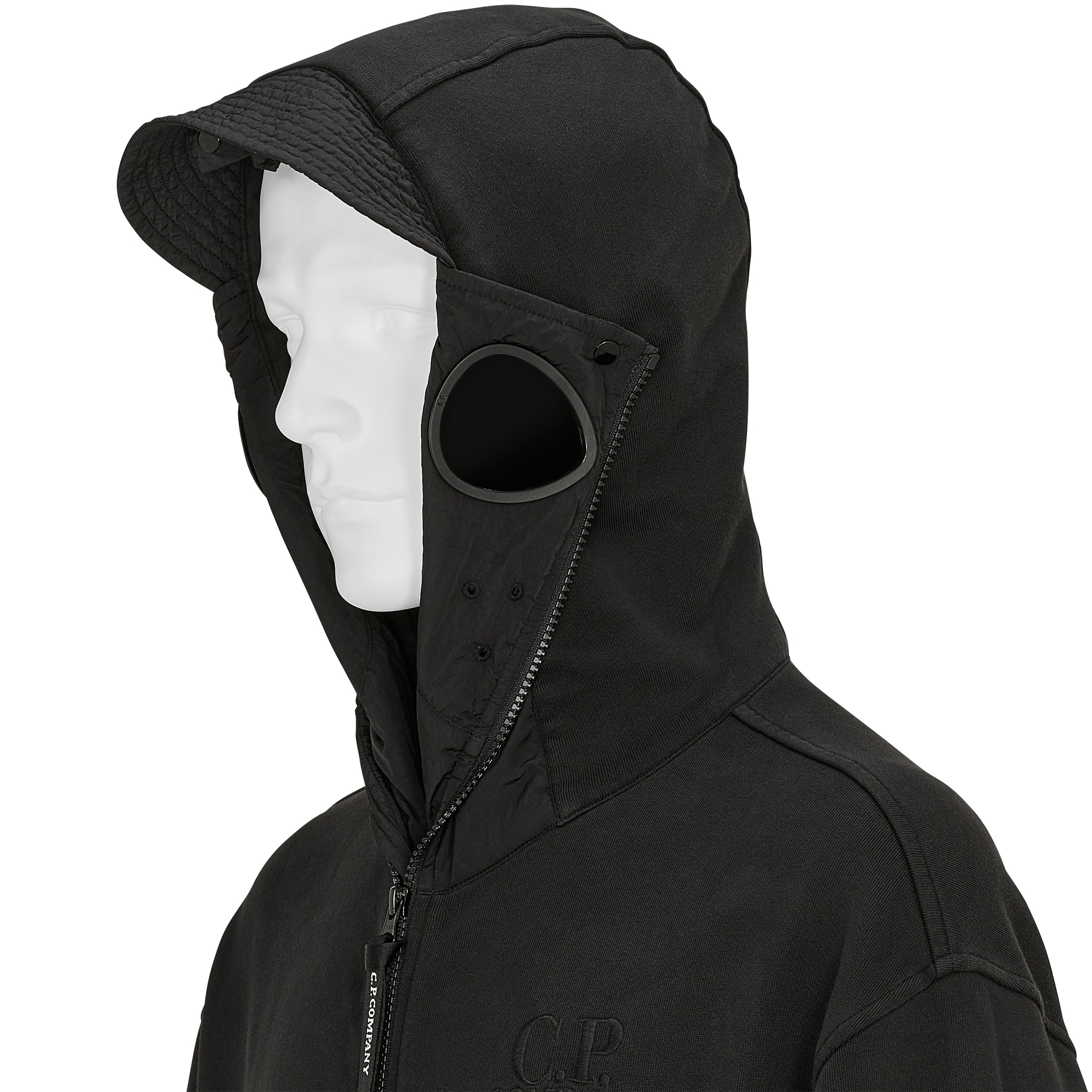 DIAGONAL RAISED FLEECE EXPLORER HOODY BLACK