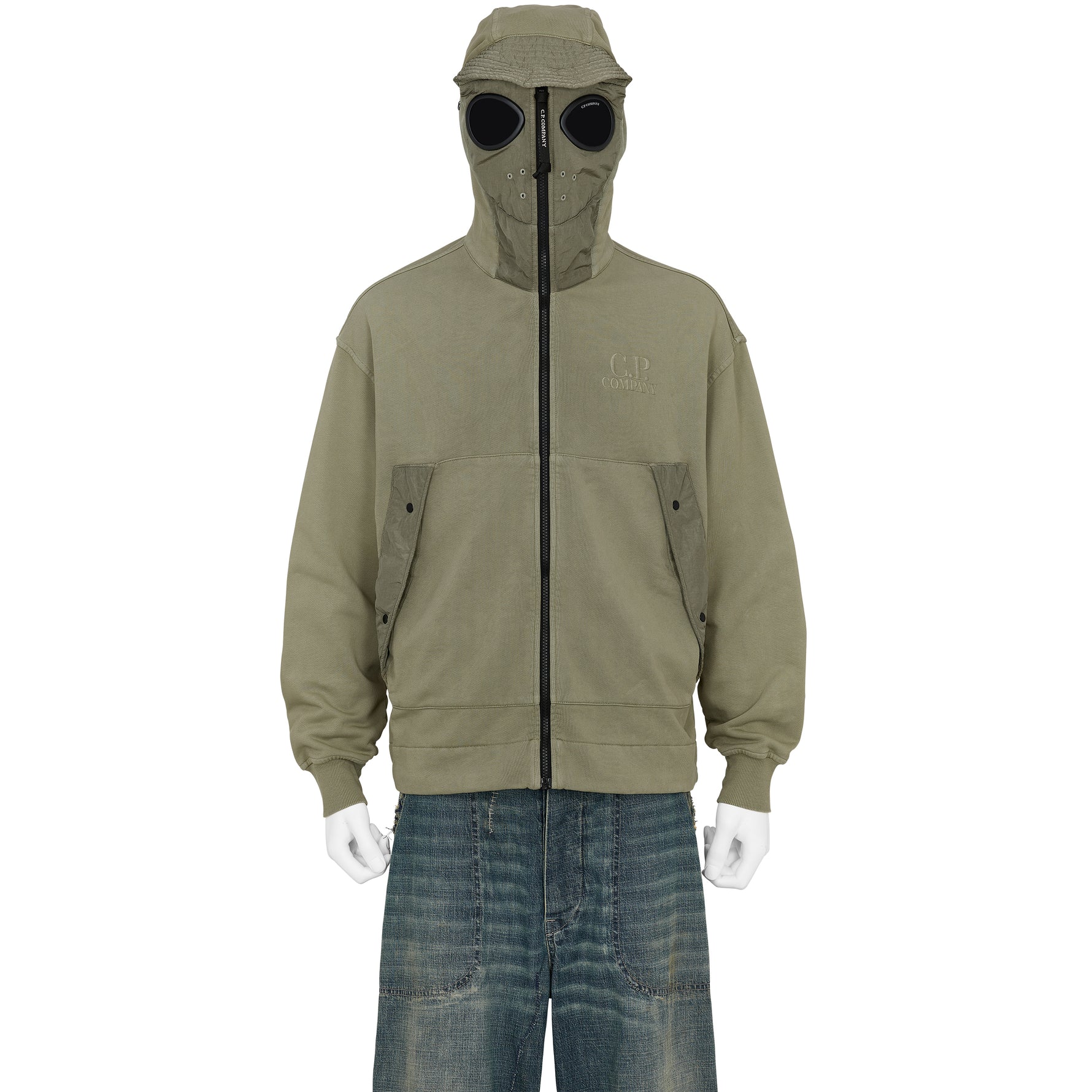 DIAGONAL RAISED FLEECE EXPLORER HOODY OLIVE