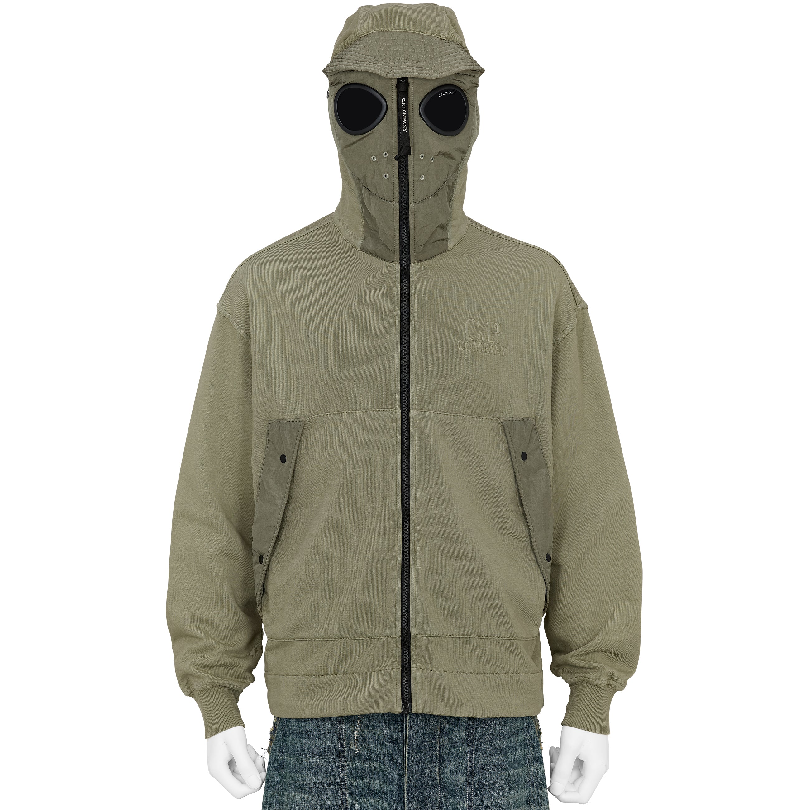 DIAGONAL RAISED FLEECE EXPLORER HOODY OLIVE