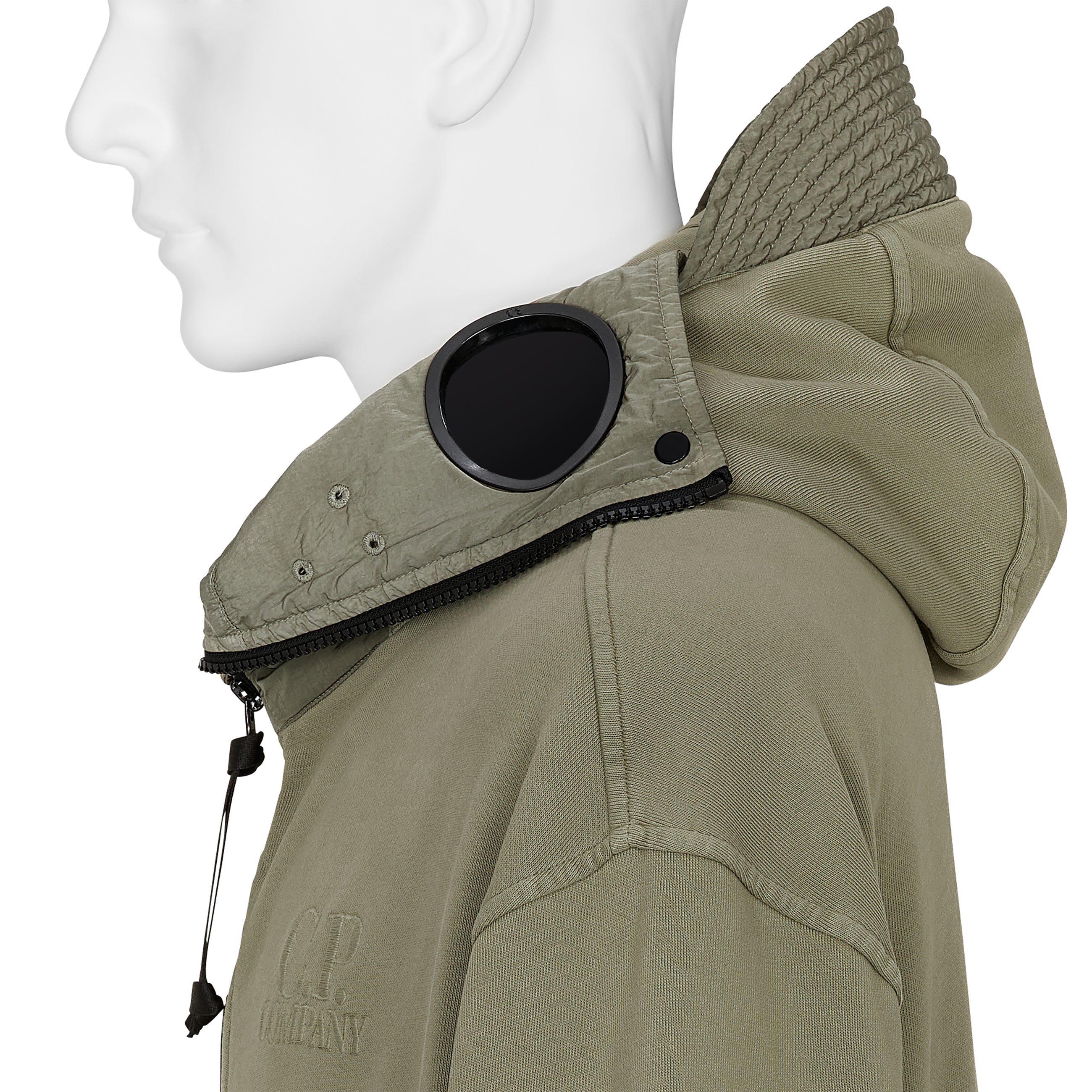 DIAGONAL RAISED FLEECE EXPLORER HOODY OLIVE