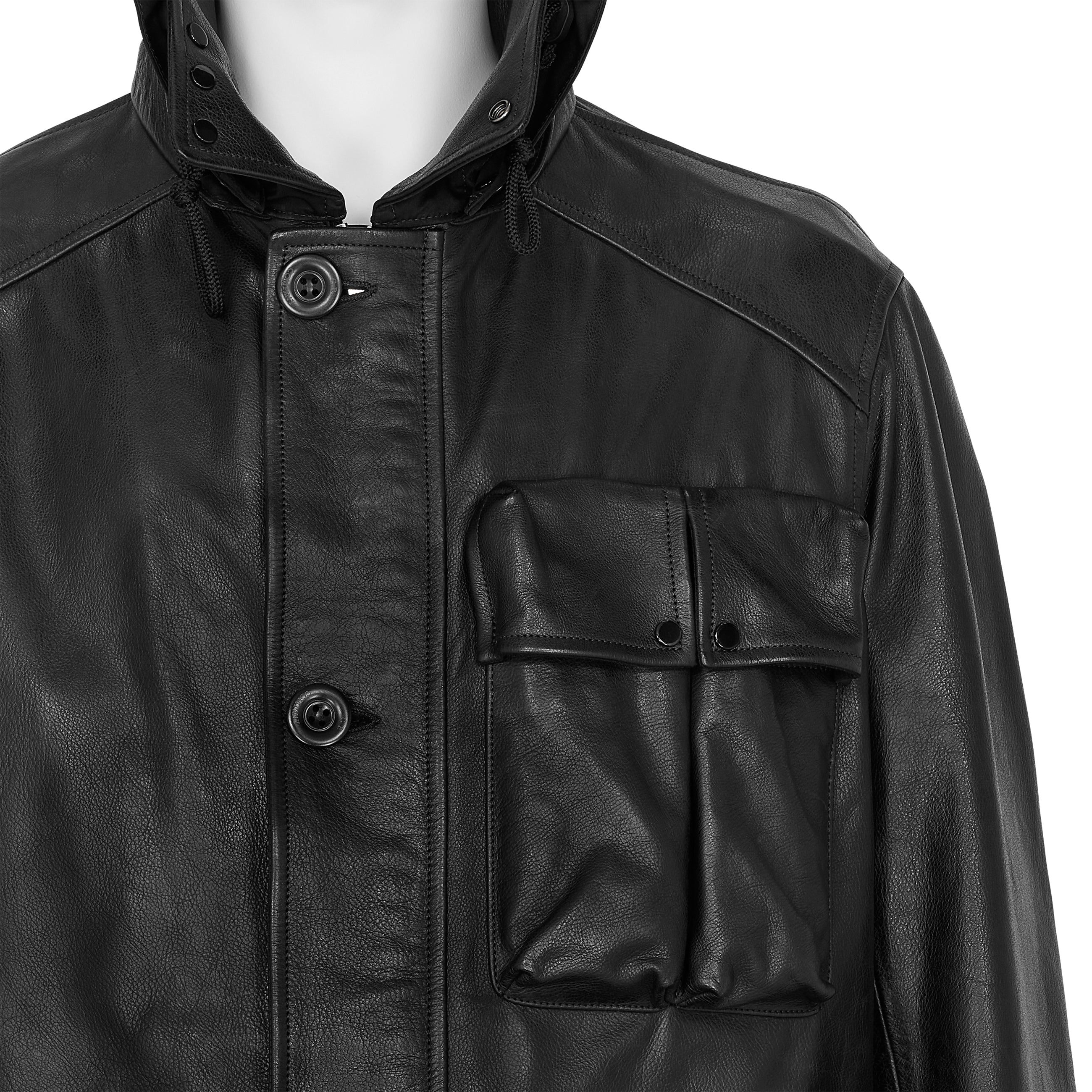 LEATHER GOGGLE JACKET BLACK