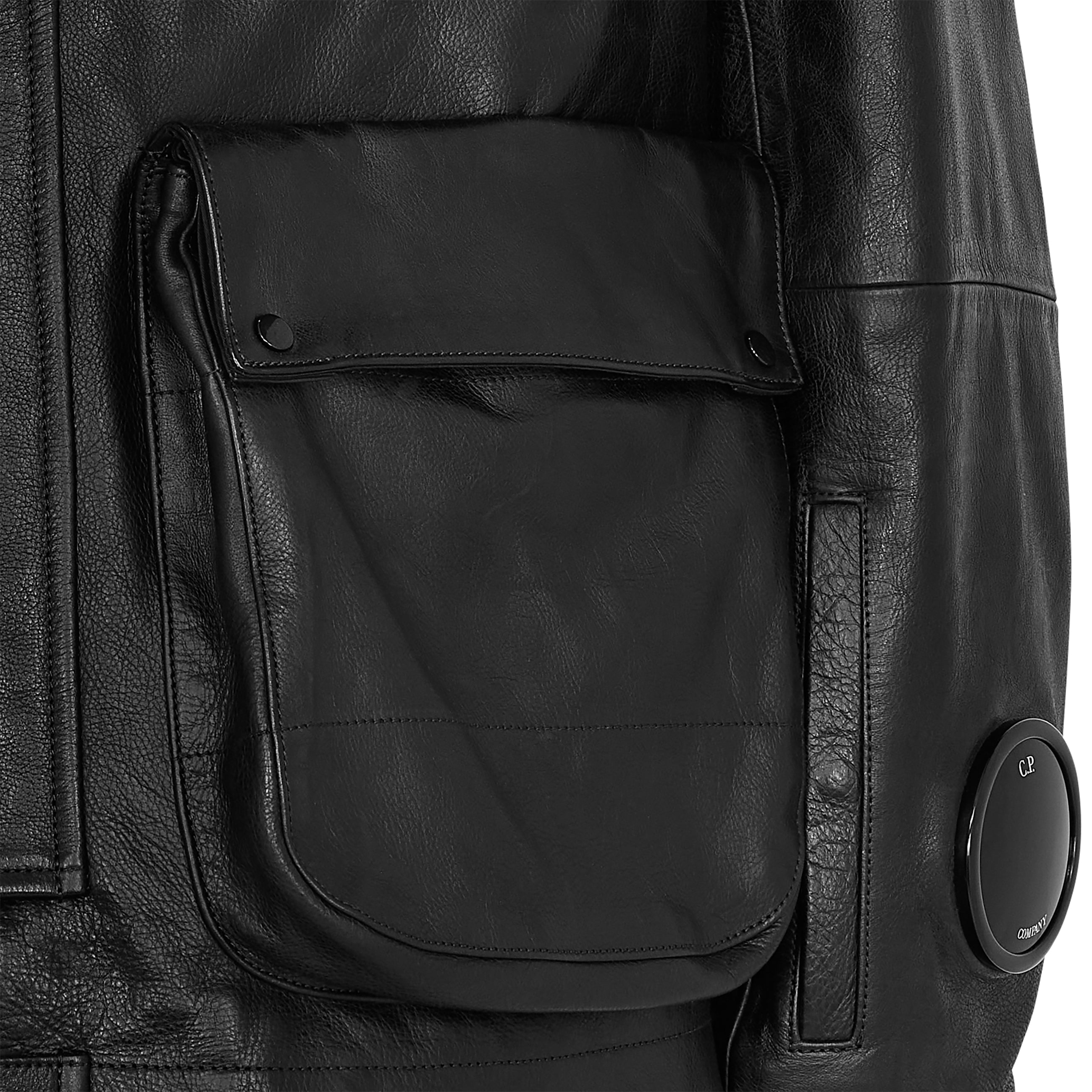 LEATHER GOGGLE JACKET BLACK