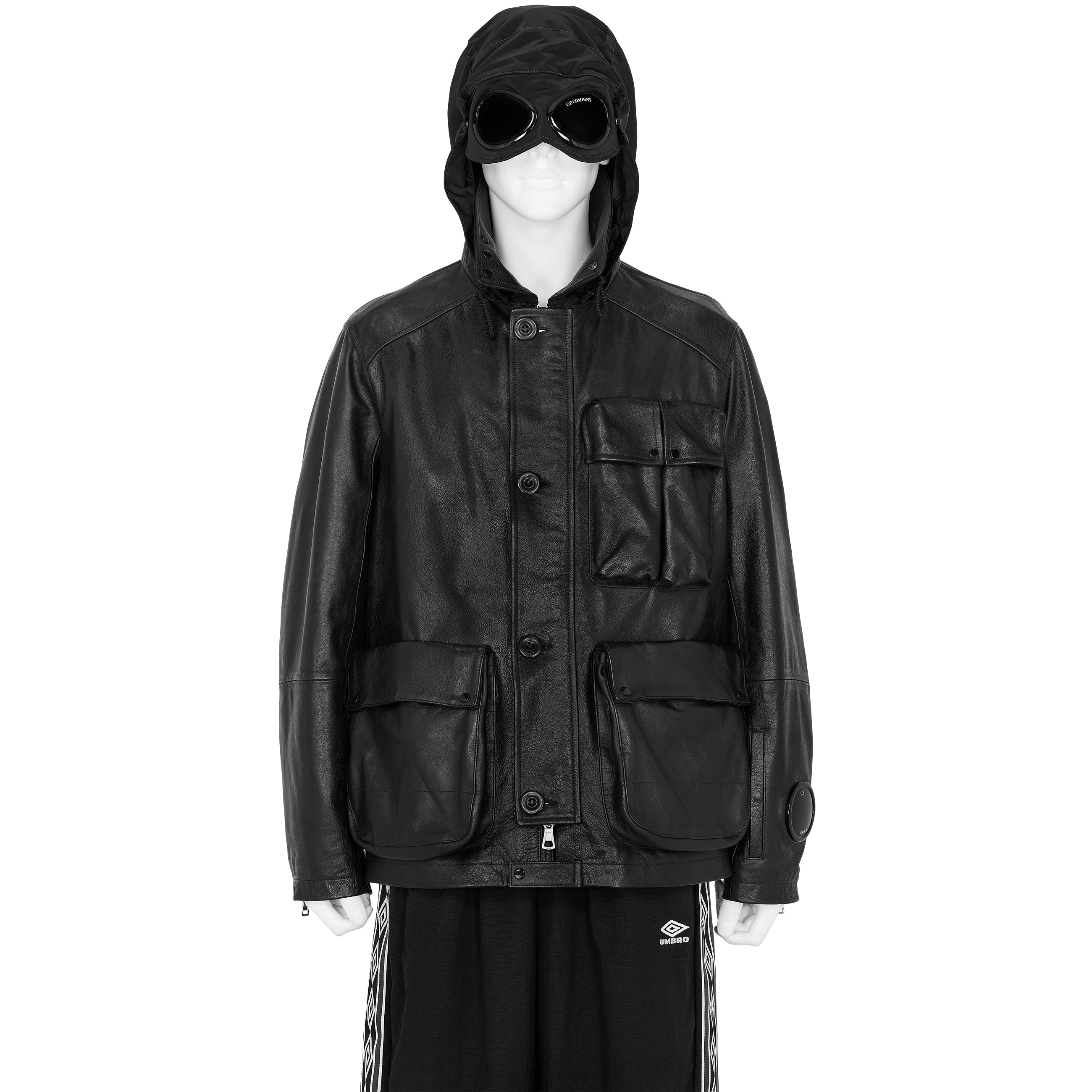 LEATHER GOGGLE JACKET BLACK - C.P. COMPANY(シーピー カンパニー