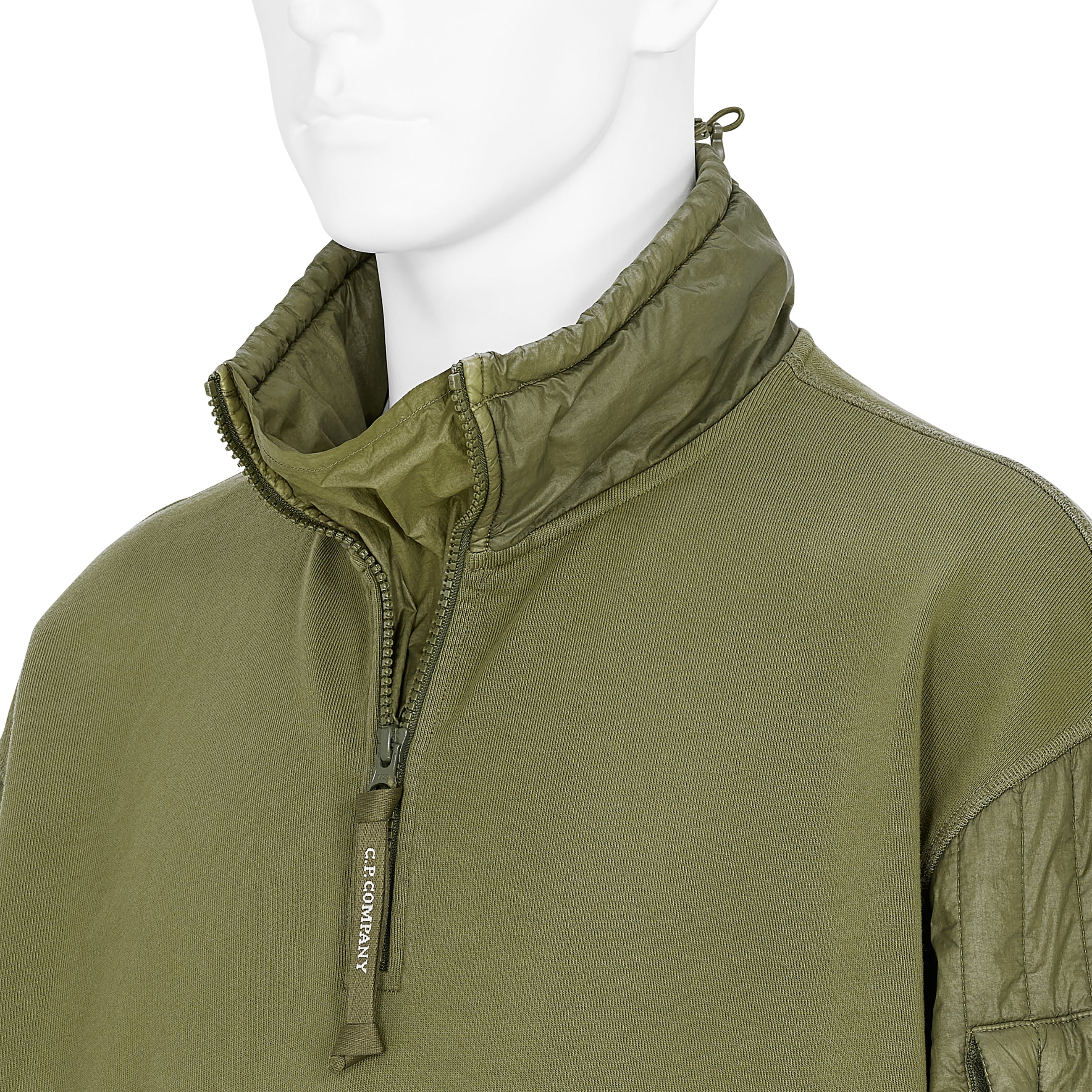 DIAGONAL RAISED FLEECE HALF ZIP SWEAT ELMWOOD GREEN