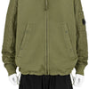 DIAGONAL RAISED FLEECE MIXED FULL ZIP HOODED SWEAT ELMWOOD GREEN
