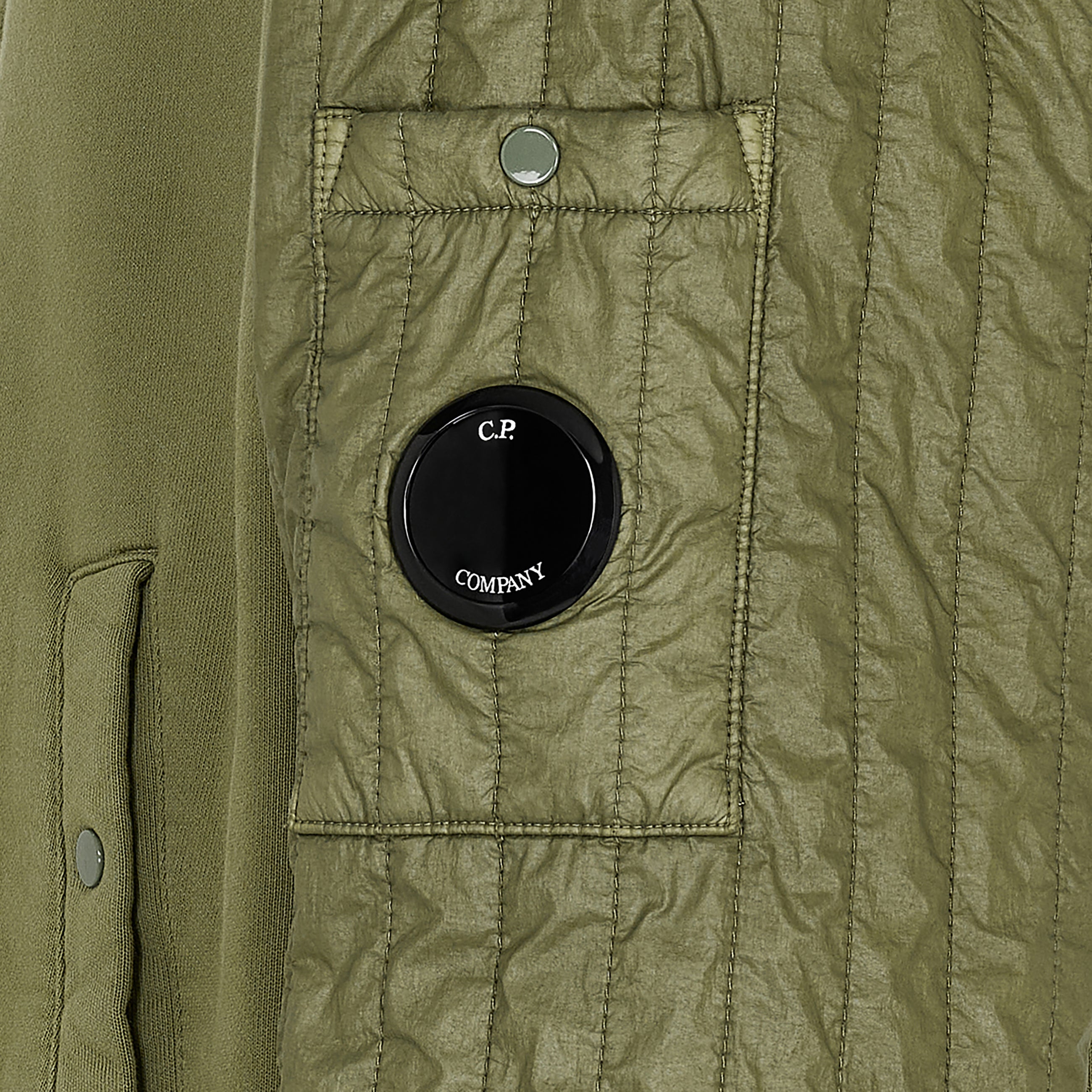 DIAGONAL RAISED FLEECE MIXED FULL ZIP HOODED SWEAT ELMWOOD GREEN
