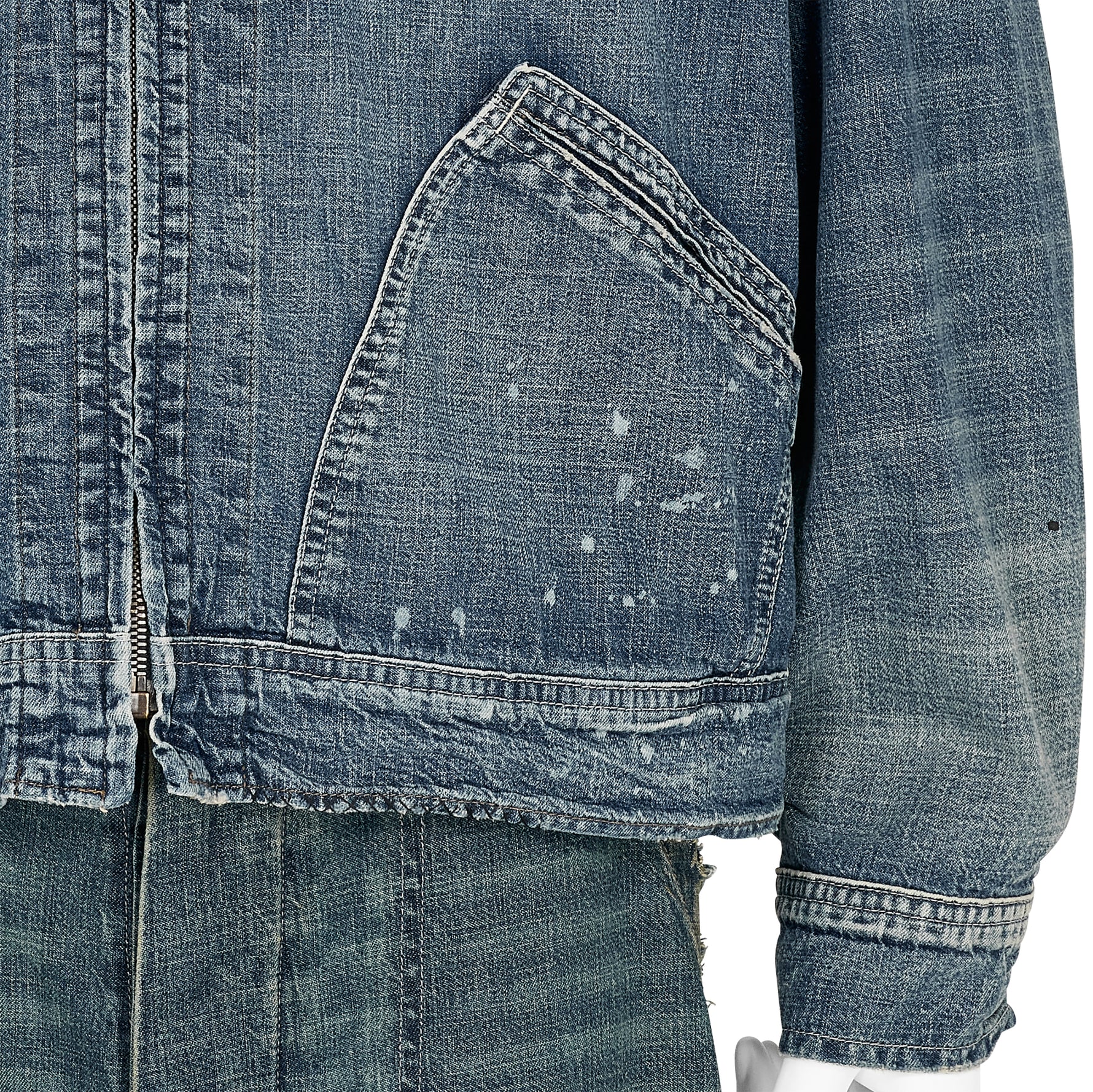 ZIP UP DENIM JACKET DAMAGED INDIGO