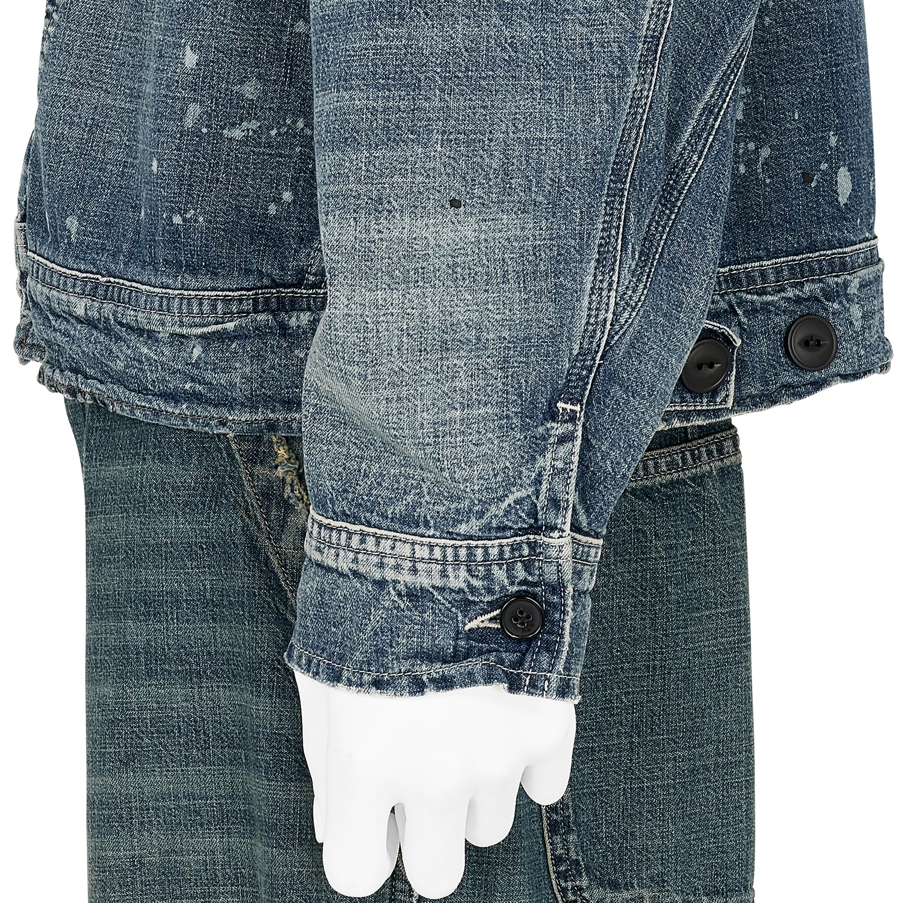 ZIP UP DENIM JACKET DAMAGED INDIGO