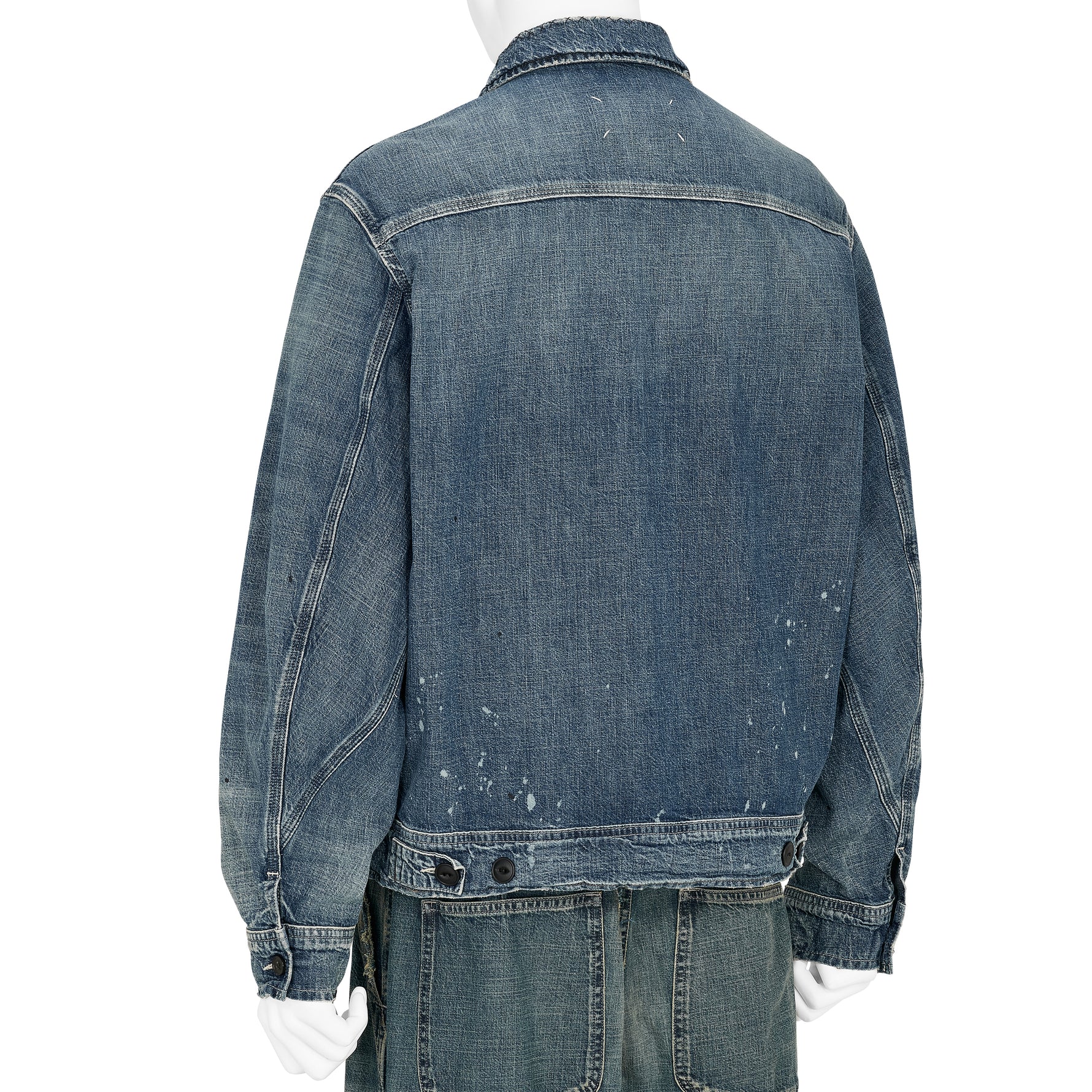 ZIP UP DENIM JACKET DAMAGED INDIGO