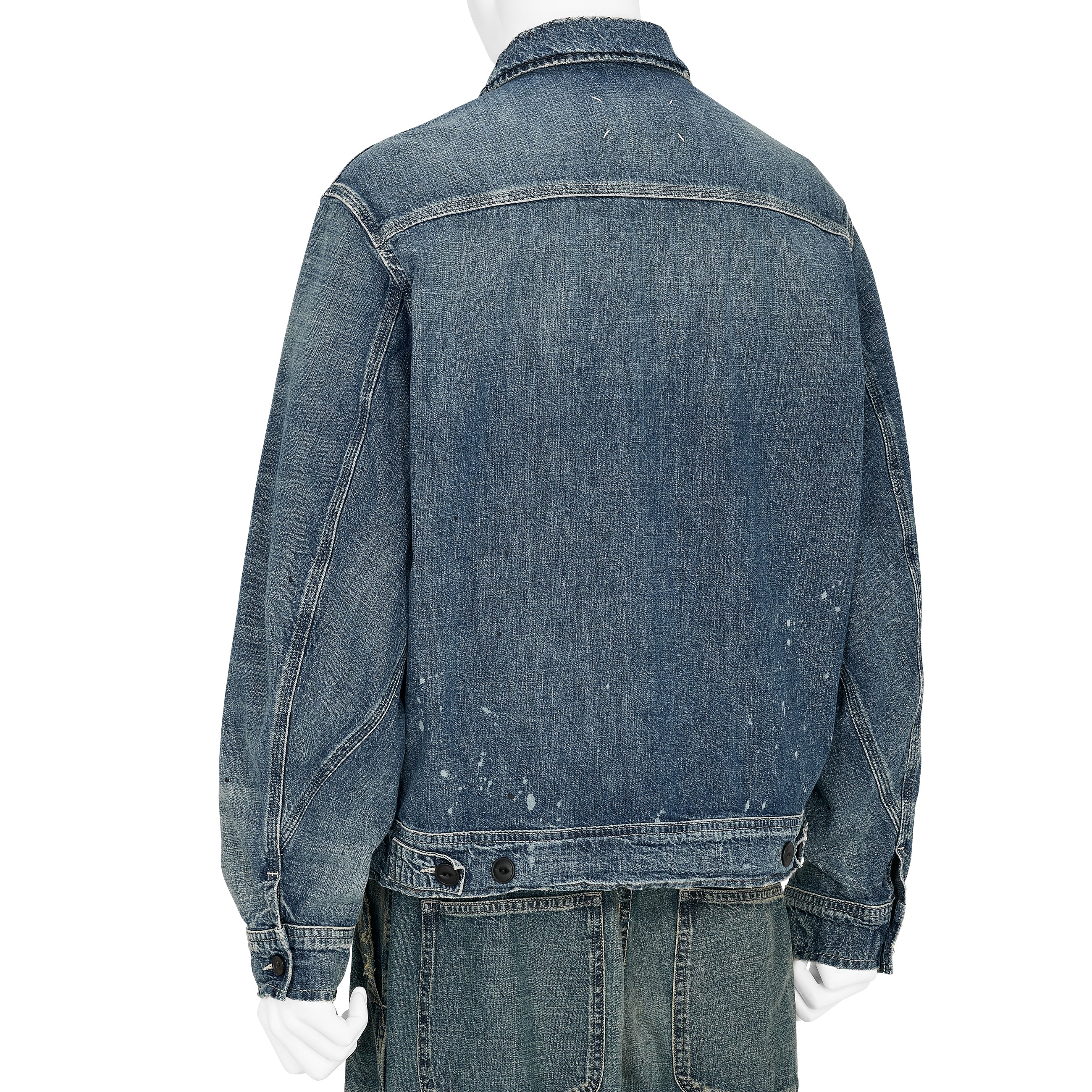 ZIP UP DENIM JACKET DAMAGED INDIGO