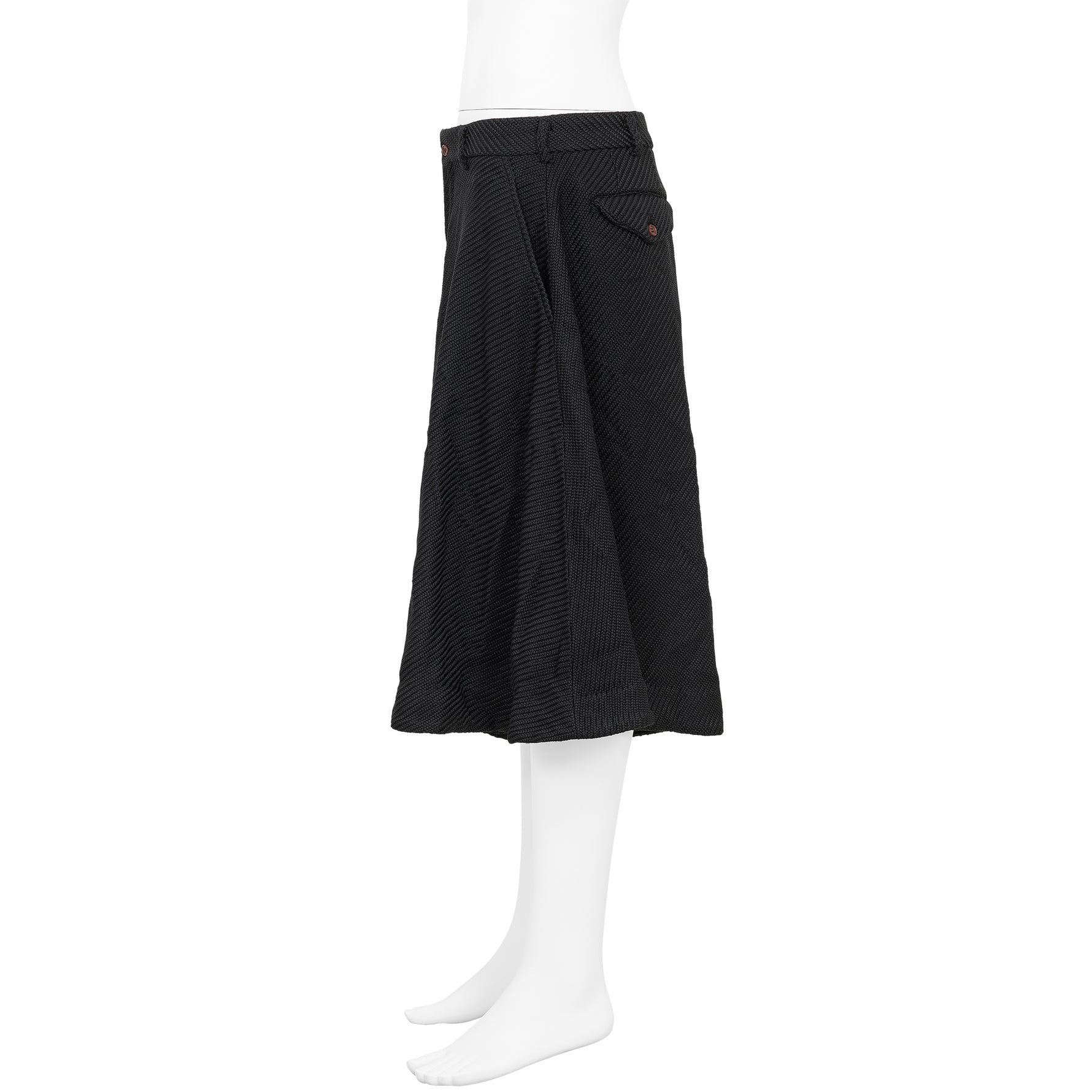DIAGONAL POLYESTER SHORTS BLACK