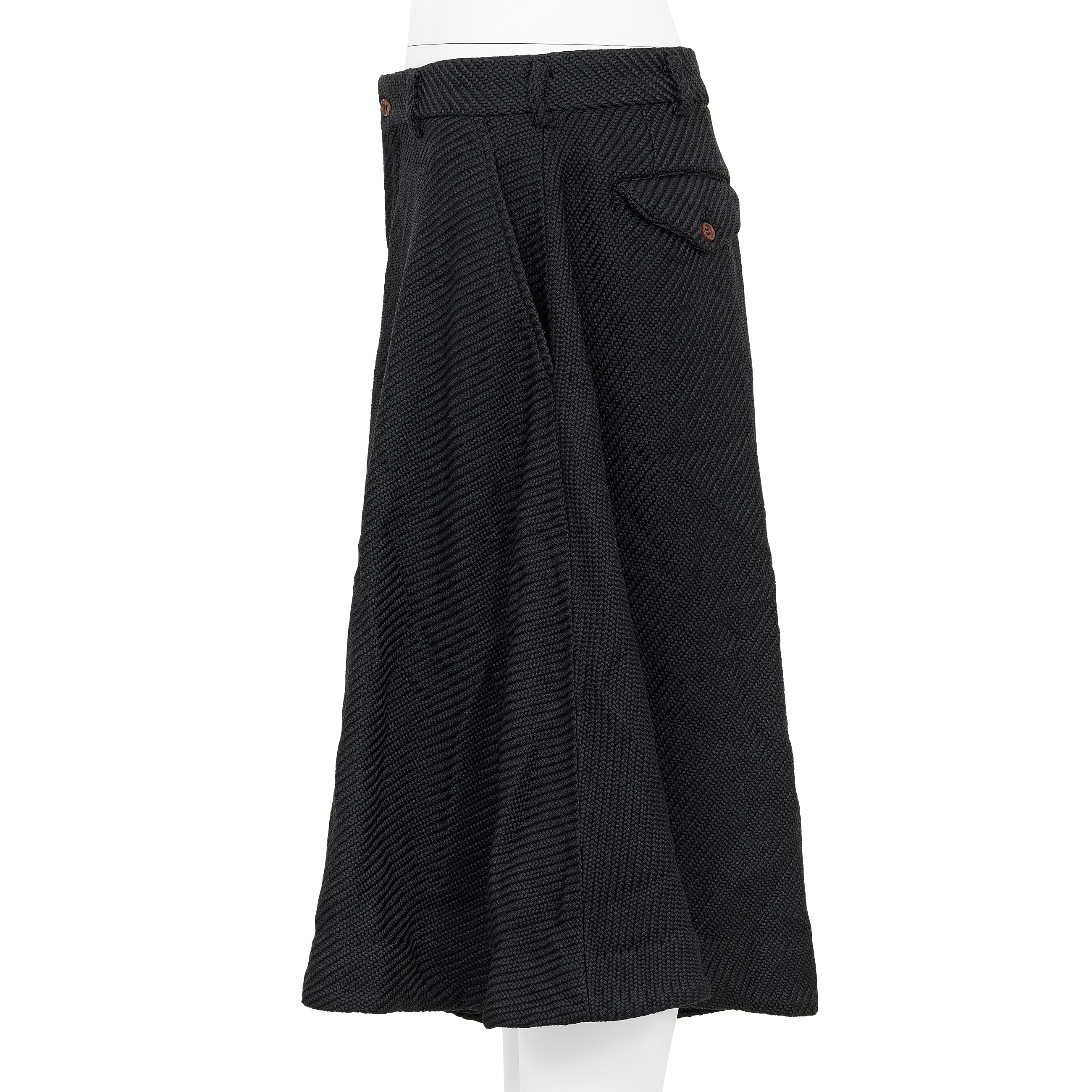 DIAGONAL POLYESTER SHORTS BLACK