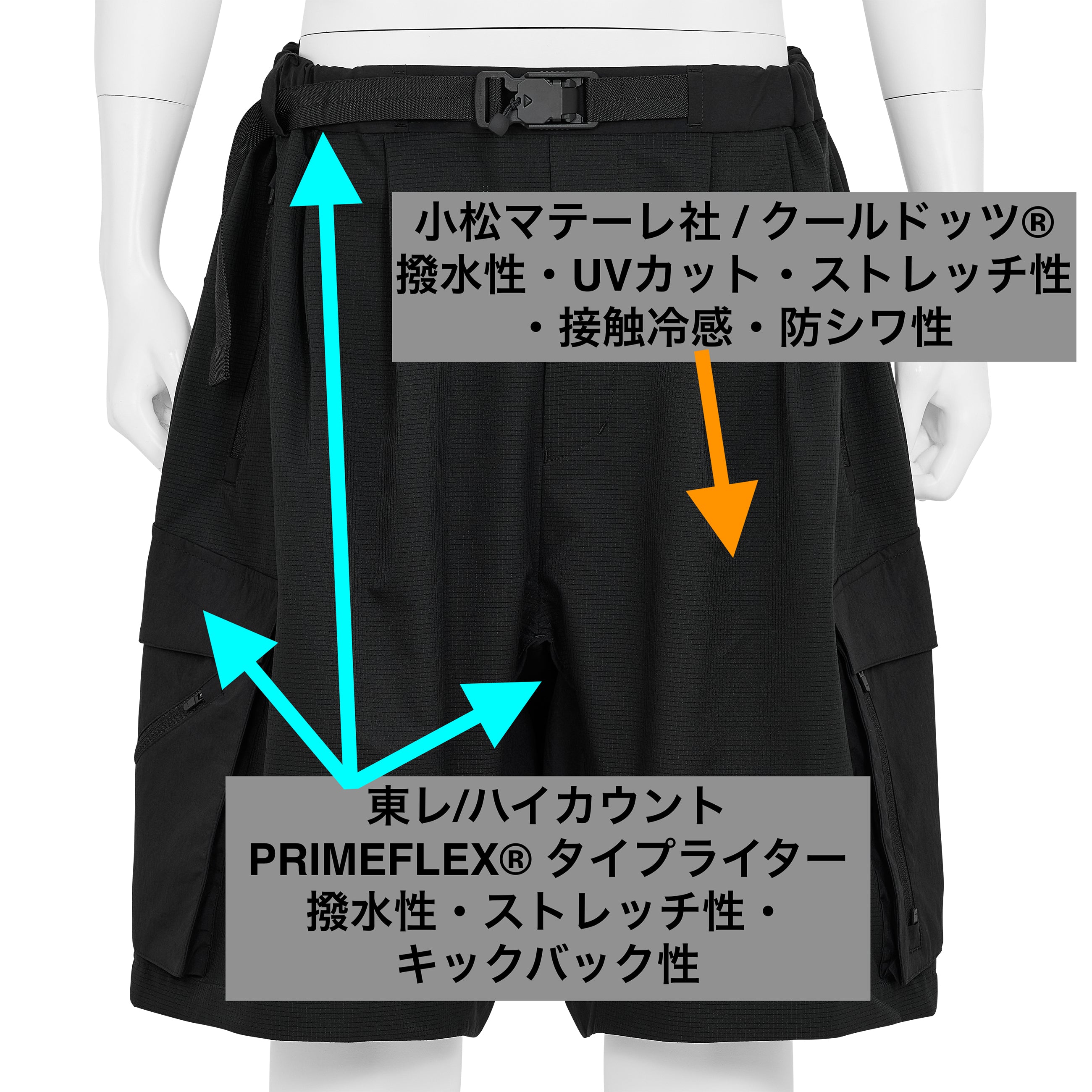 FUNCTIONAL CARGO POCKET SHORTS BLACK