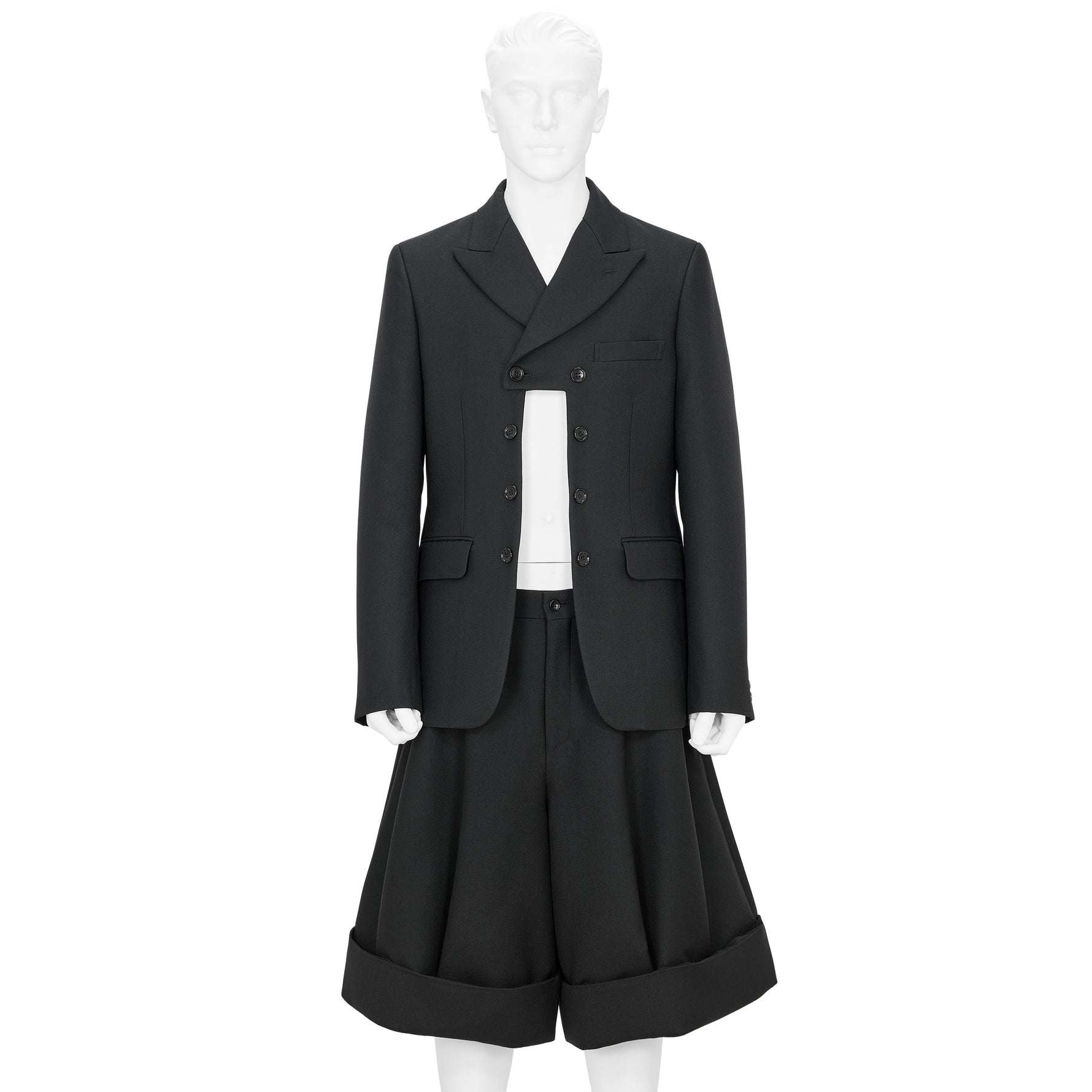 FRONT CUT WOOL DOUBLE JACKET BLACK