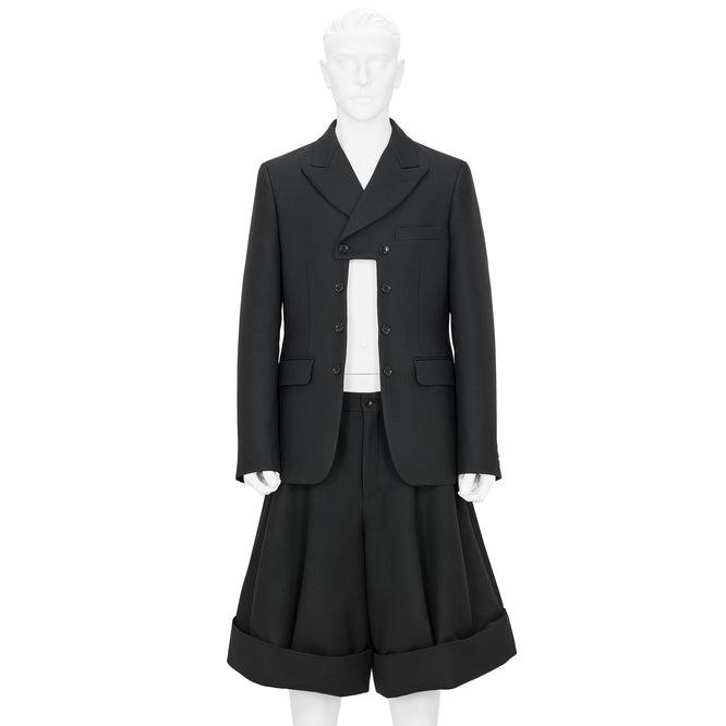 FRONT CUT WOOL DOUBLE JACKET BLACK