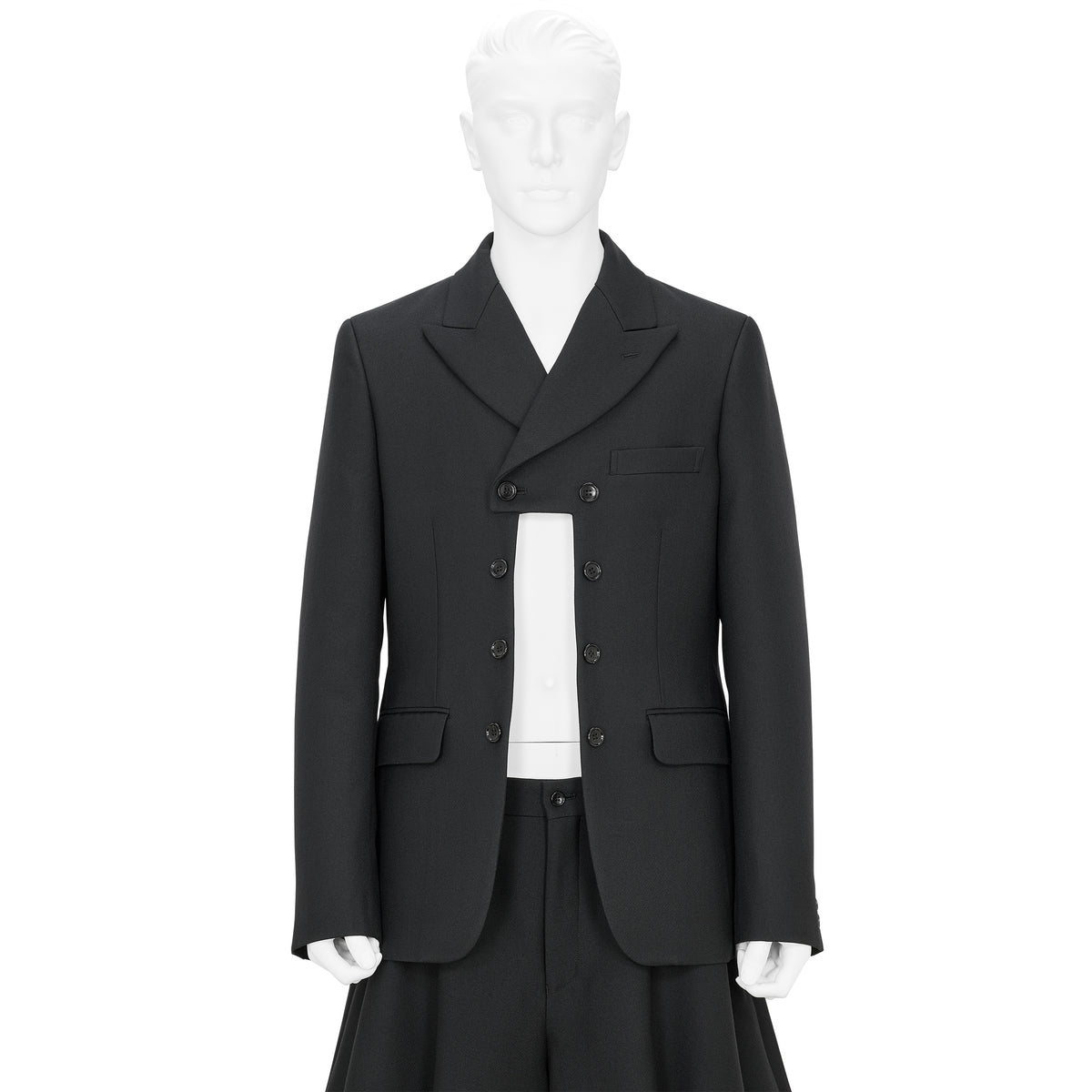 FRONT CUT WOOL DOUBLE JACKET BLACK