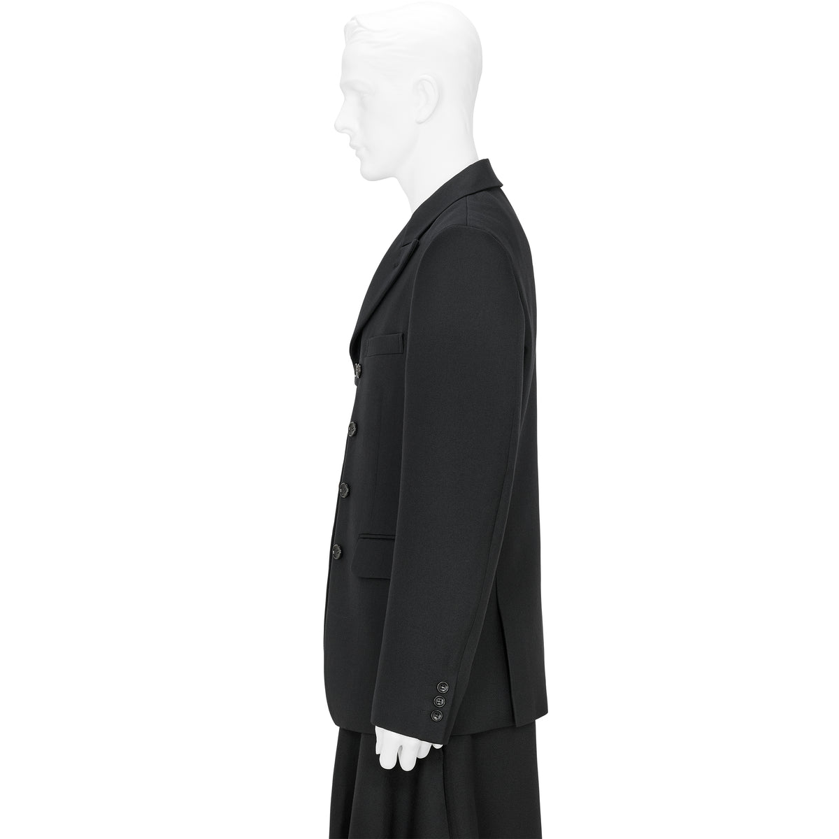 FRONT CUT WOOL DOUBLE JACKET BLACK
