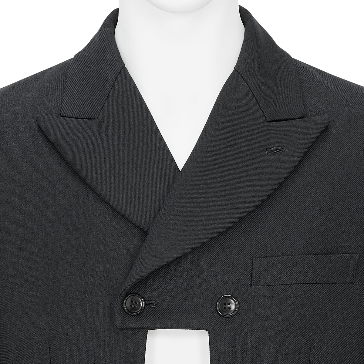 FRONT CUT WOOL DOUBLE JACKET BLACK