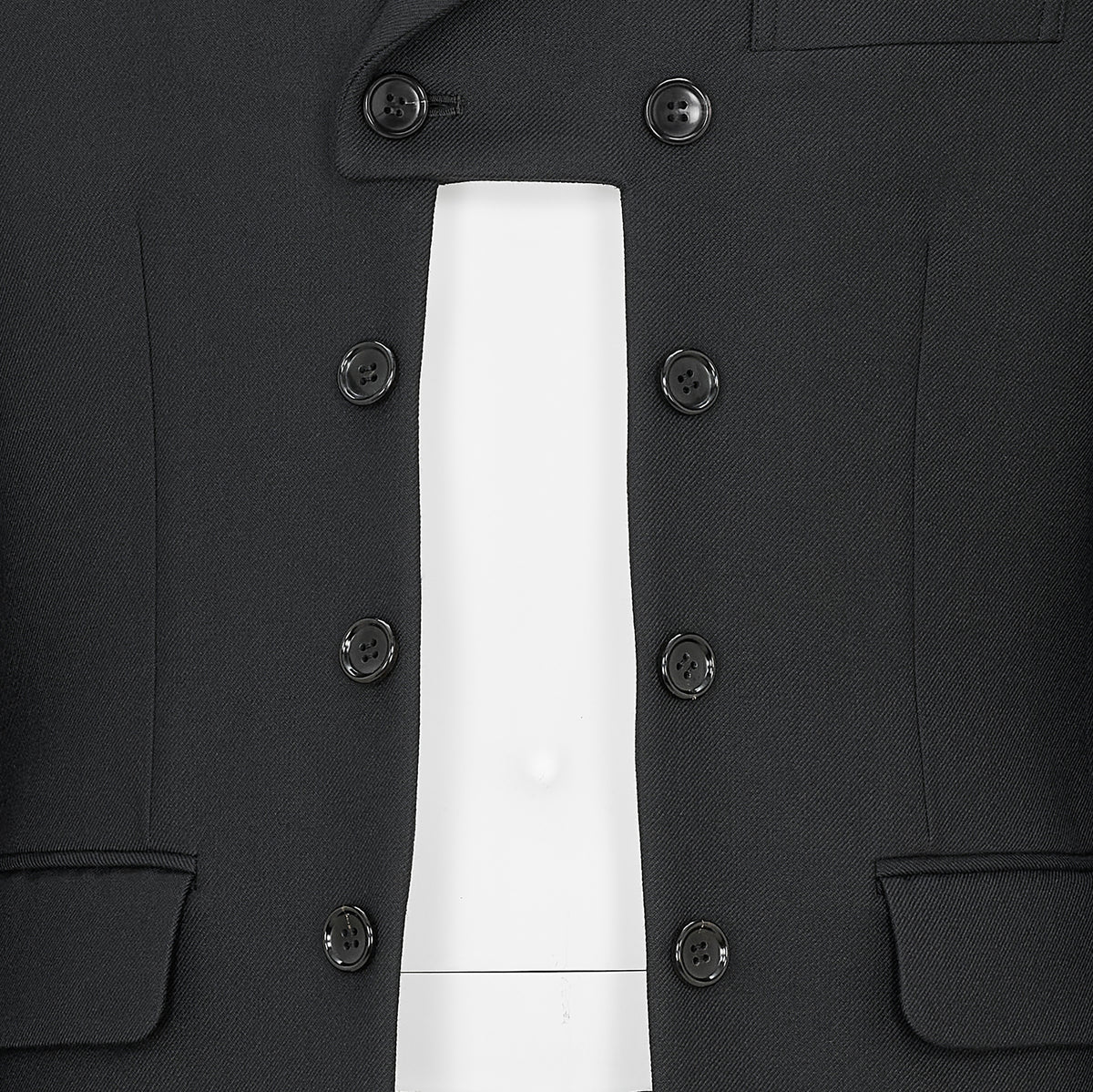 FRONT CUT WOOL DOUBLE JACKET BLACK