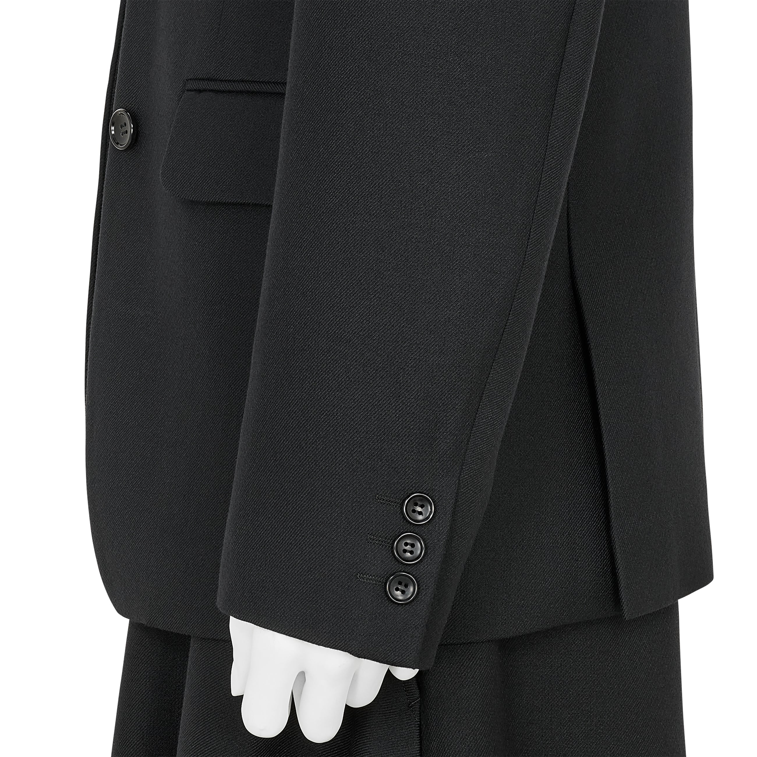 FRONT CUT WOOL DOUBLE JACKET BLACK - COMME des GARÇONS HOMME PLUS