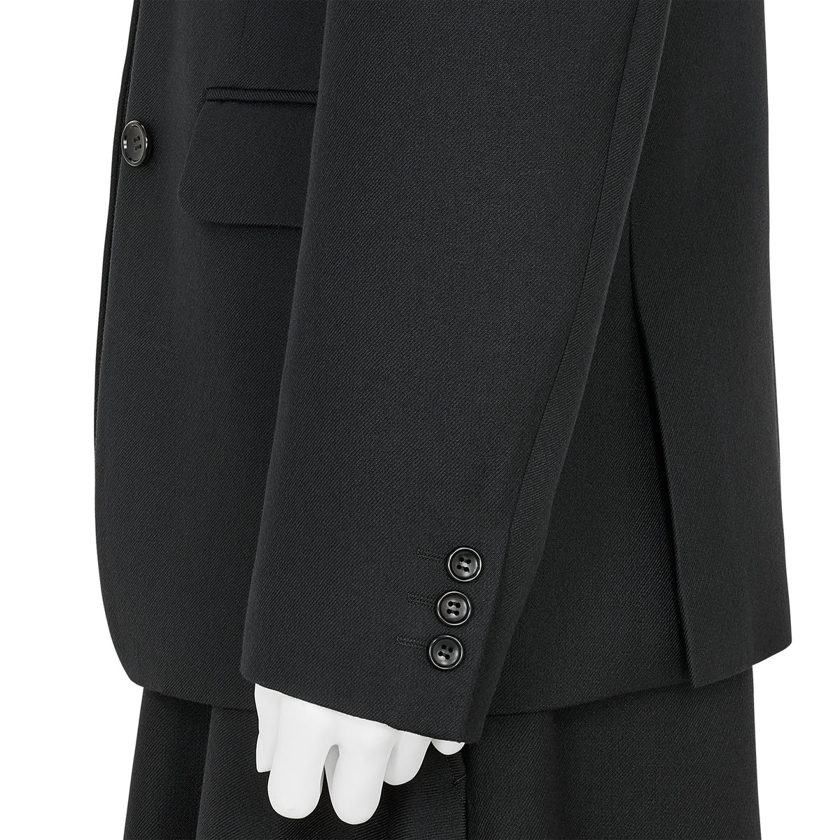 FRONT CUT WOOL DOUBLE JACKET BLACK