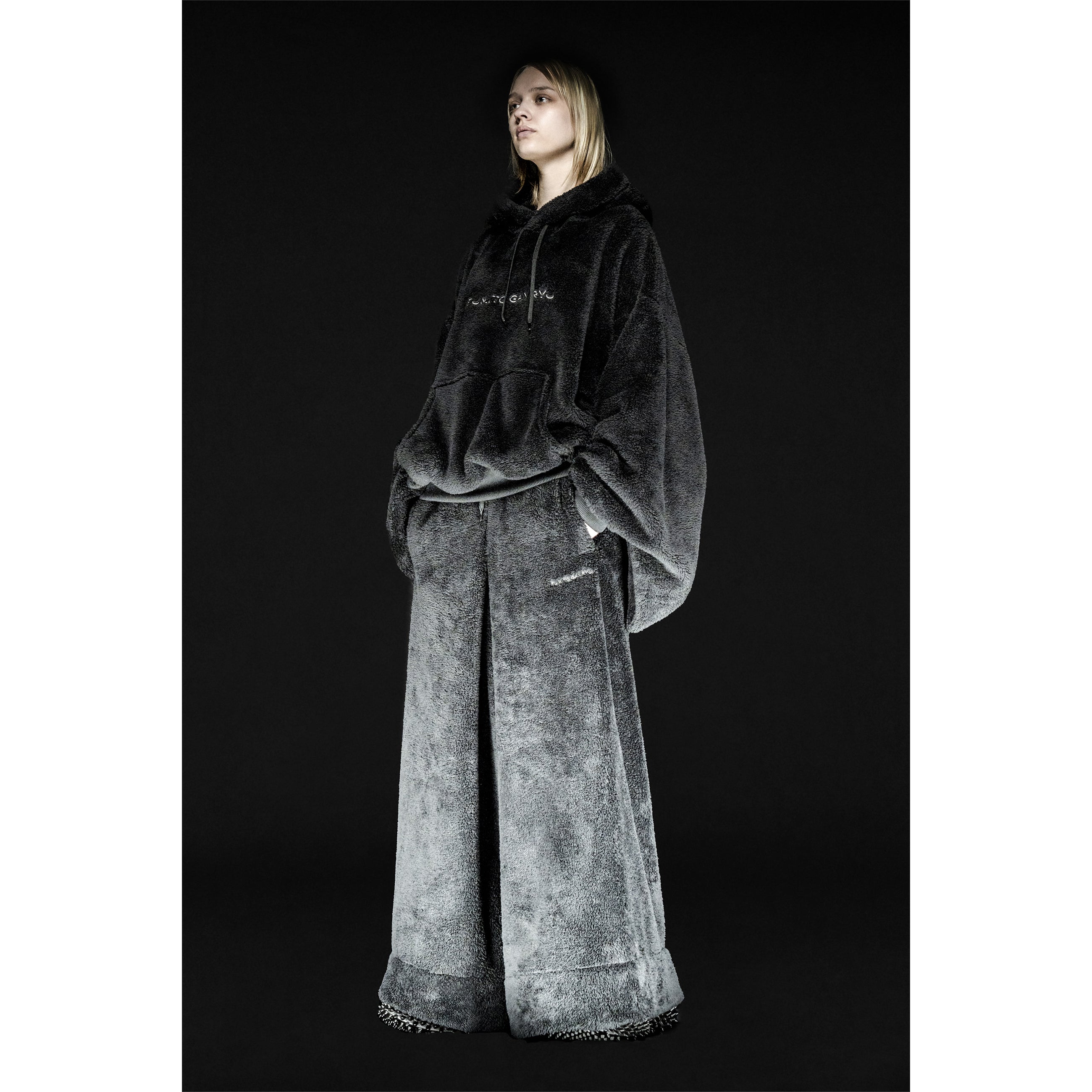 KIMONO BOA FLEECE HOODIE BLACK