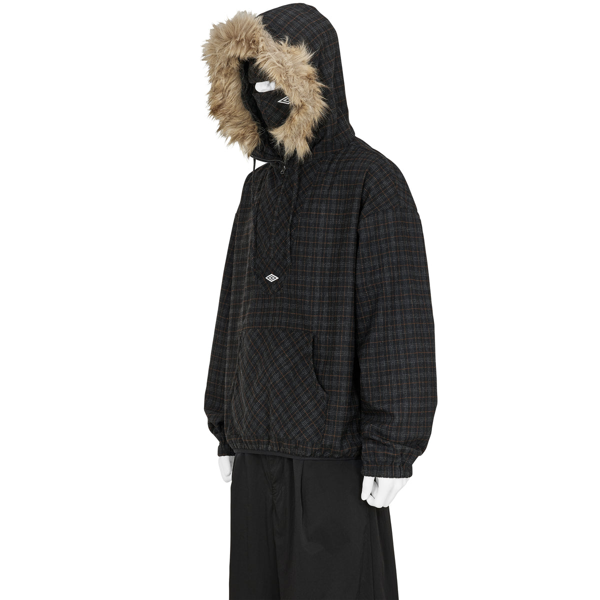 FLANNEL FUR ANORAK DARK BROWN