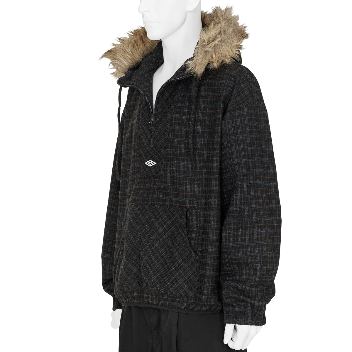 FLANNEL FUR ANORAK DARK BROWN