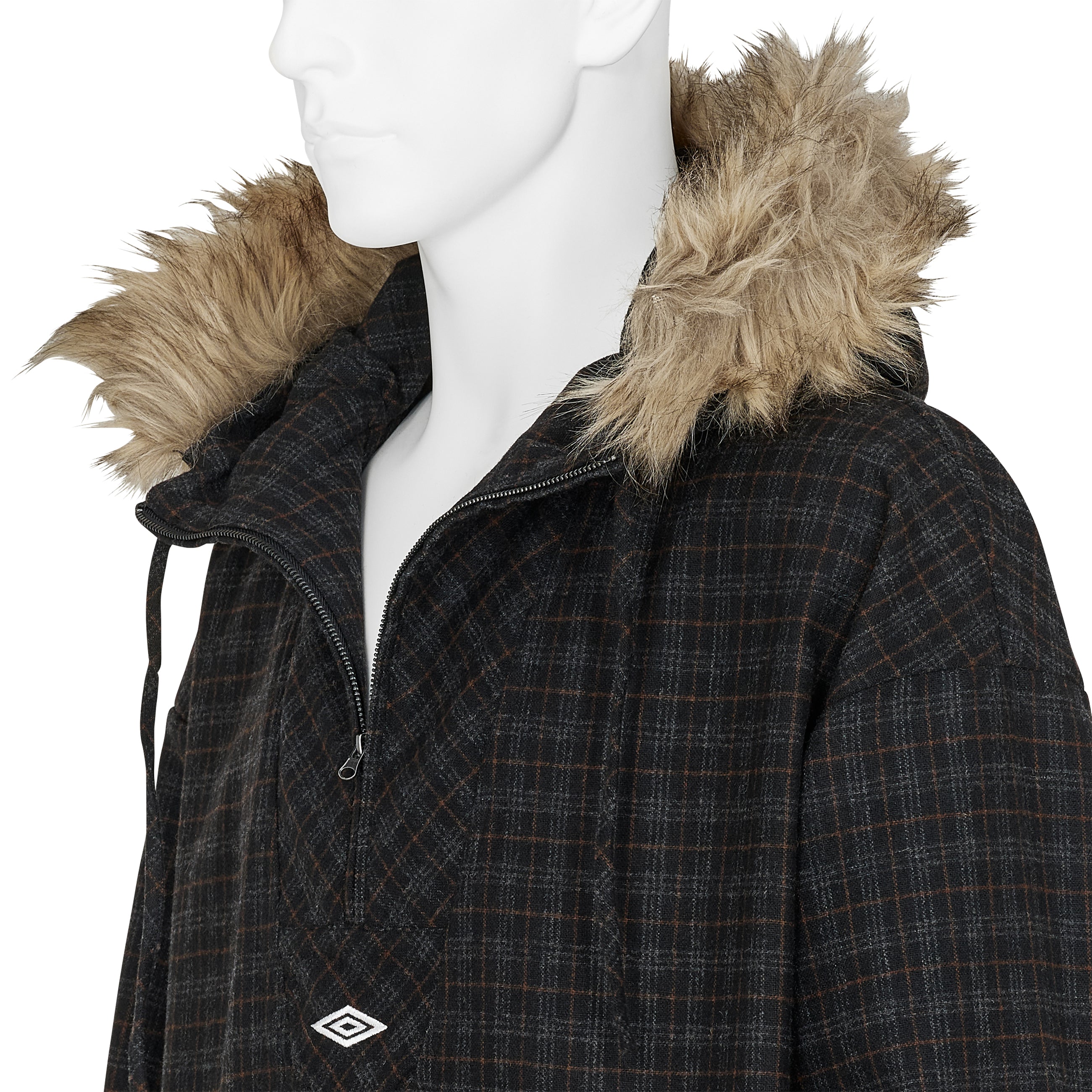 FLANNEL FUR ANORAK DARK BROWN - SLAM JAM and UMBRO(スラムジャム