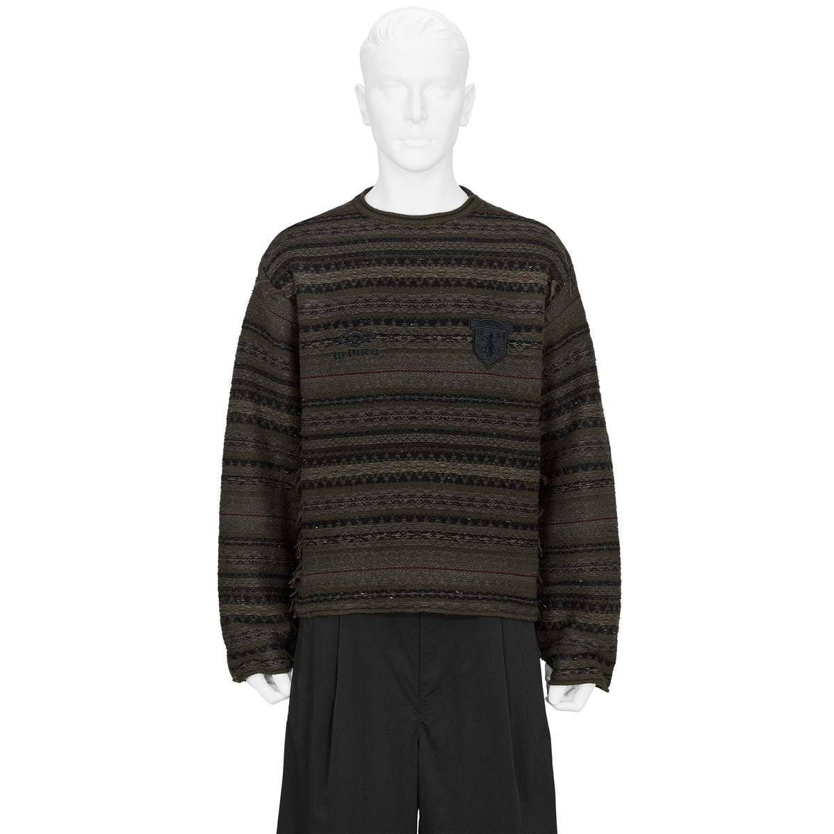 FAIR ISLE CREST CREWNECK KNIT BROWN