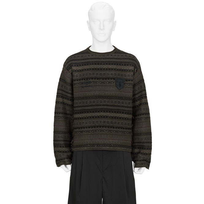 FAIR ISLE CREST CREWNECK KNIT BROWN