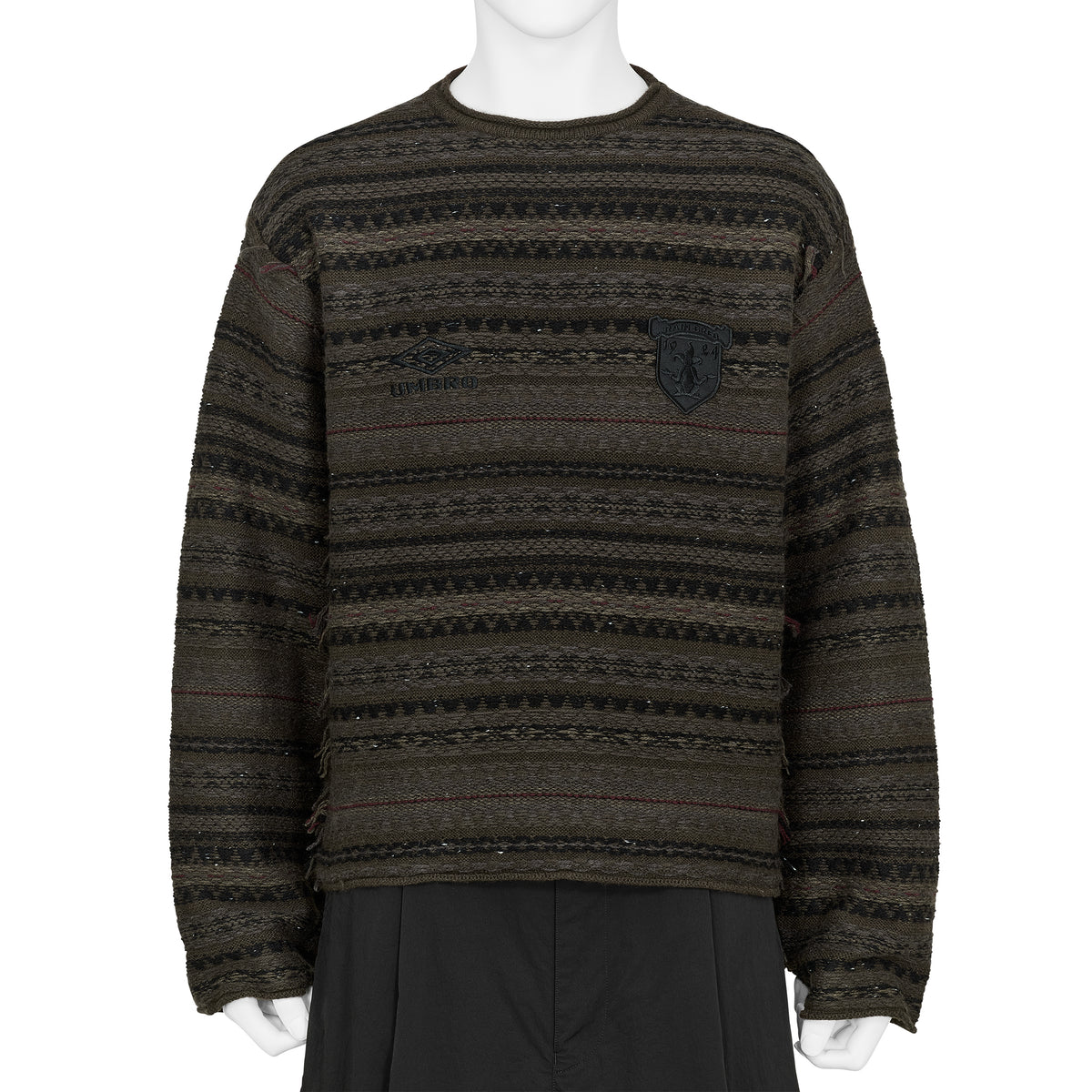 FAIR ISLE CREST CREWNECK KNIT BROWN