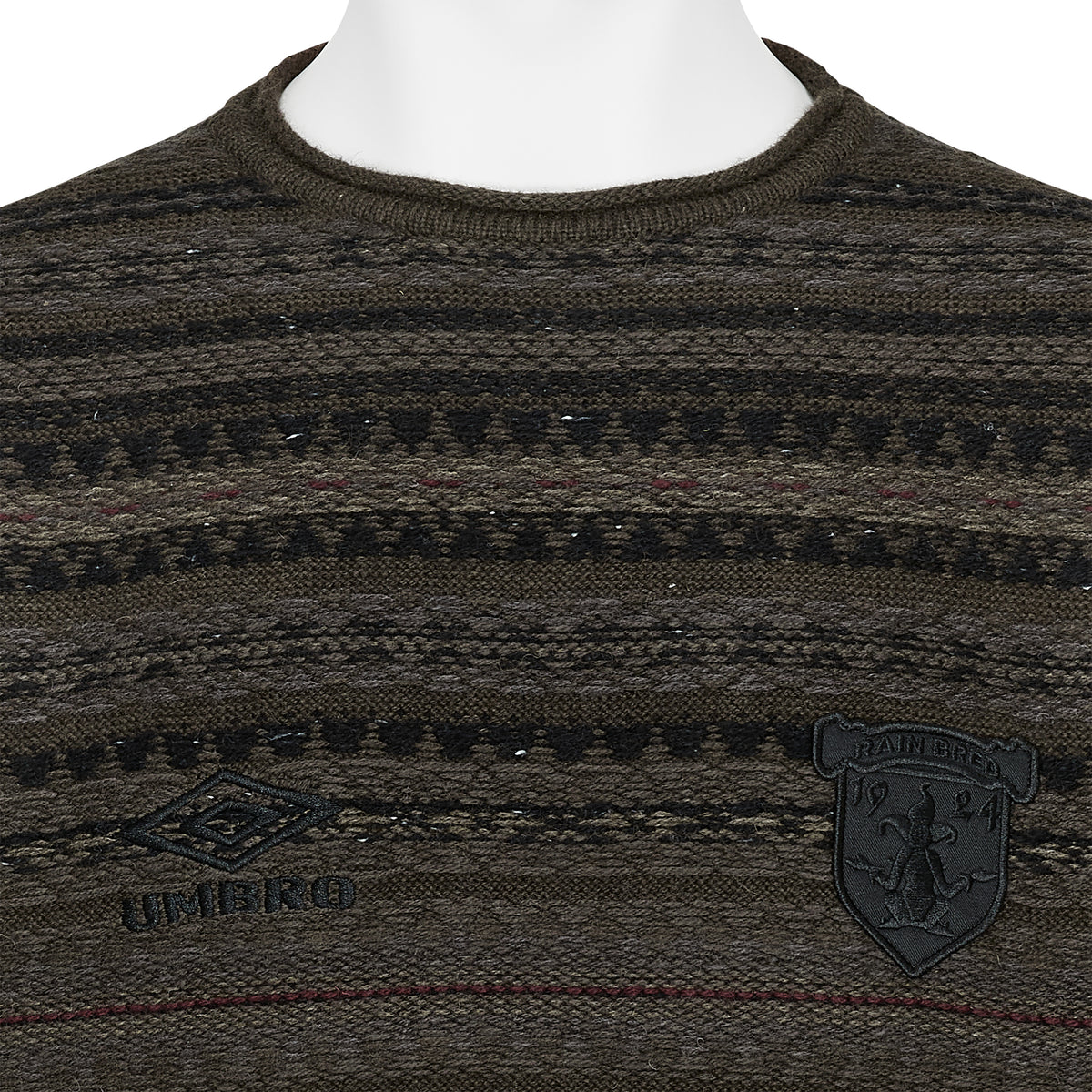 FAIR ISLE CREST CREWNECK KNIT BROWN