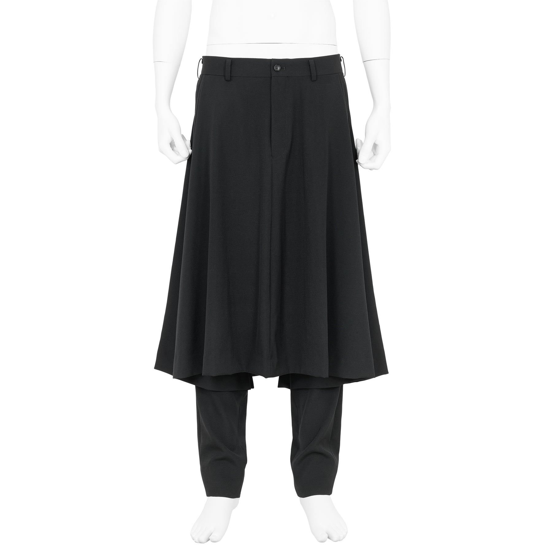 FAKE LAYER WOOL PANTS BLACK