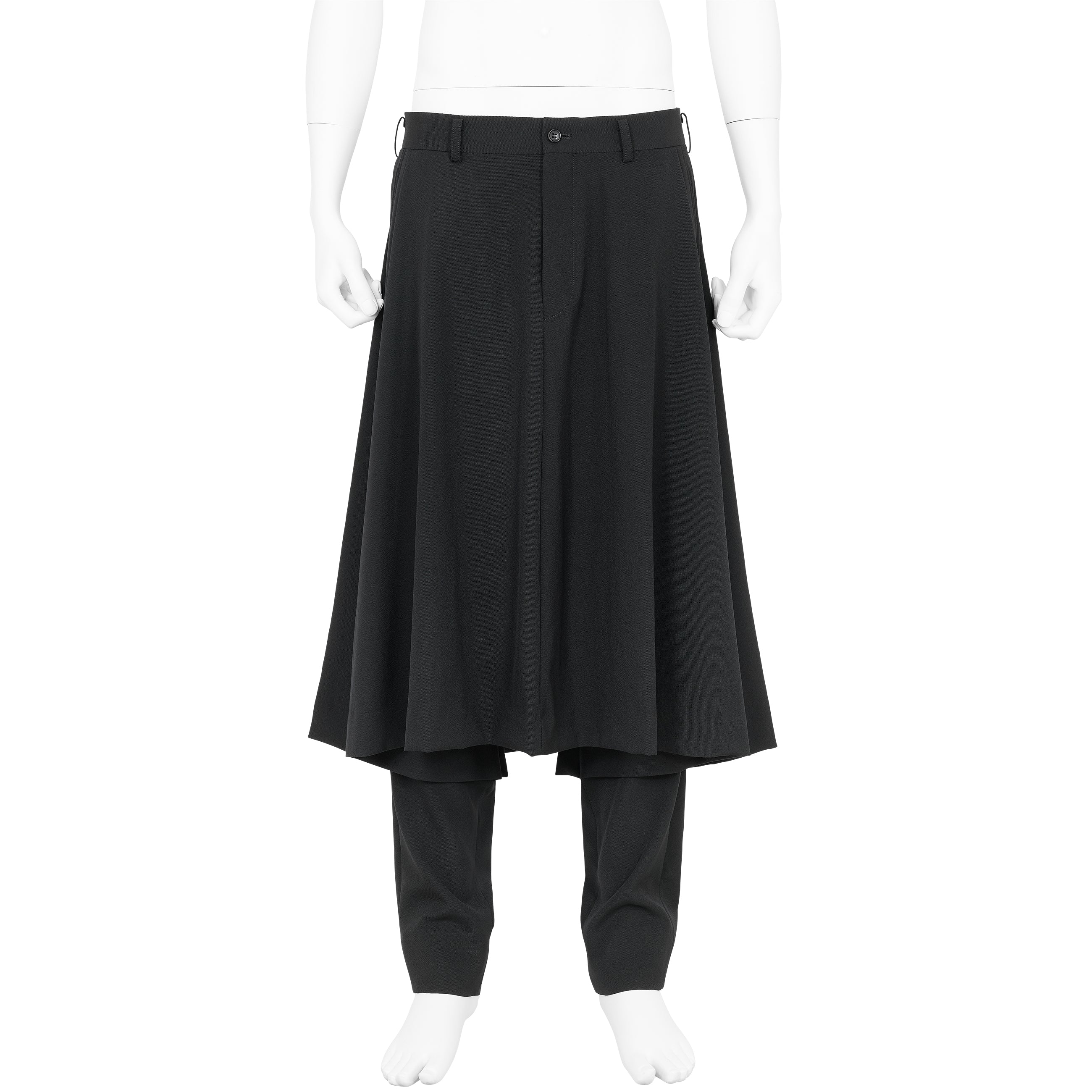 FAKE LAYER WOOL PANTS BLACK