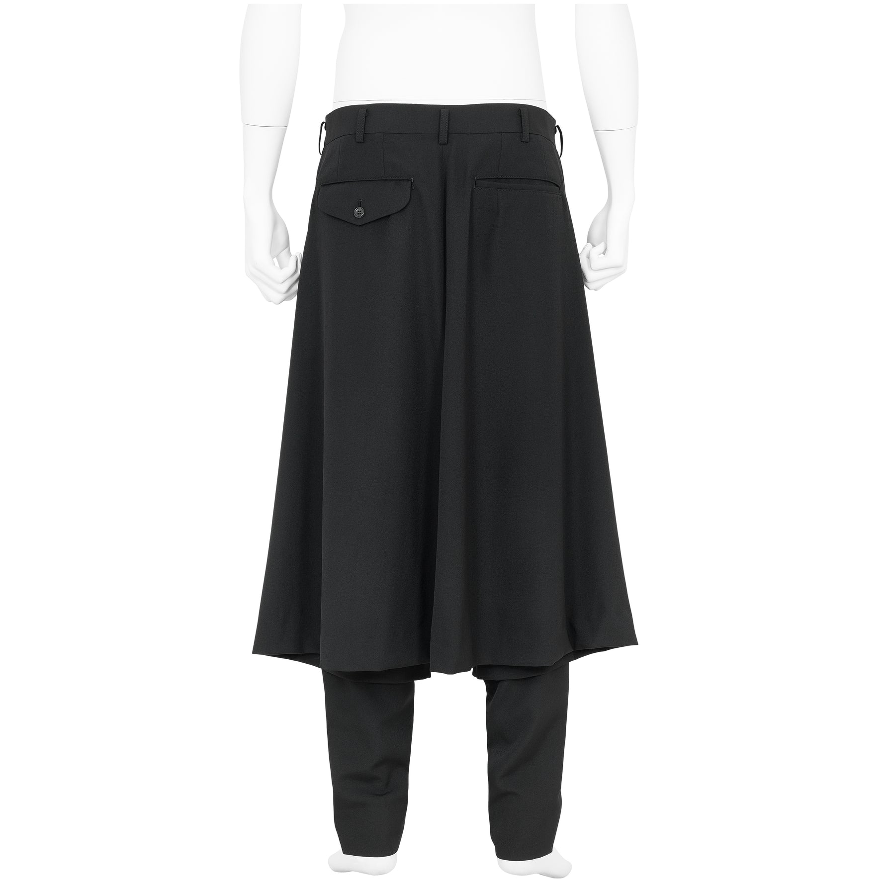 FAKE LAYER WOOL PANTS BLACK