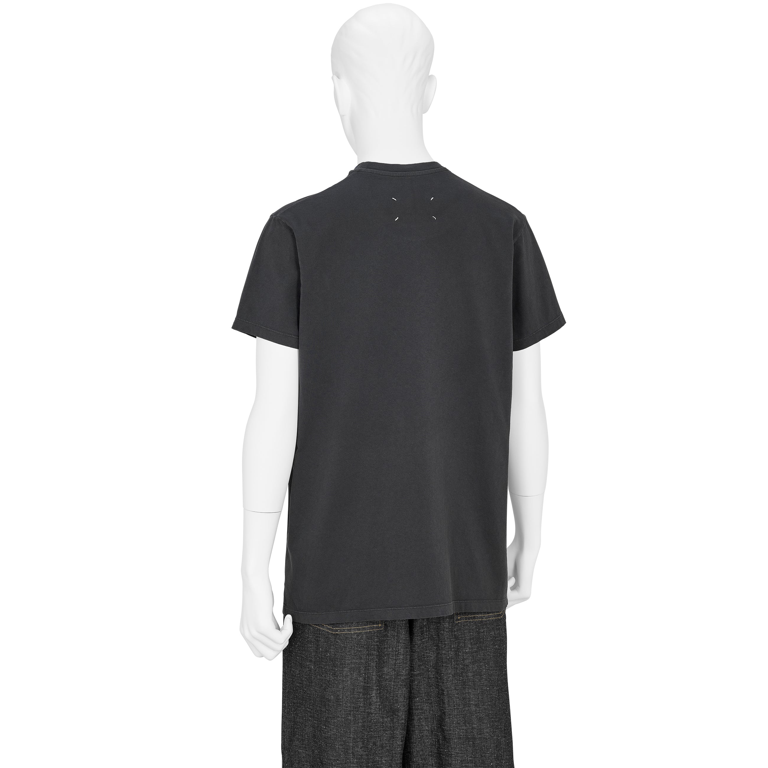 CHECK PANEL TEE SHIRT WASHED BLACK BLUE