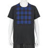 CHECK PANEL TEE SHIRT WASHED BLACK BLUE