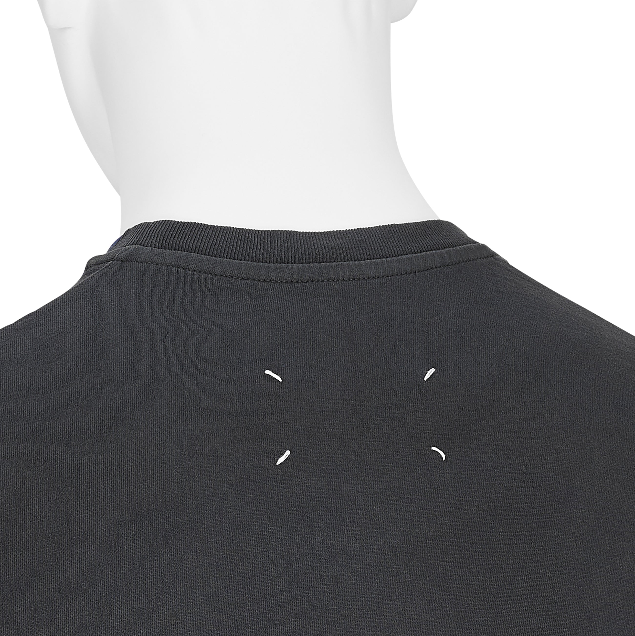 CHECK PANEL TEE SHIRT WASHED BLACK BLUE