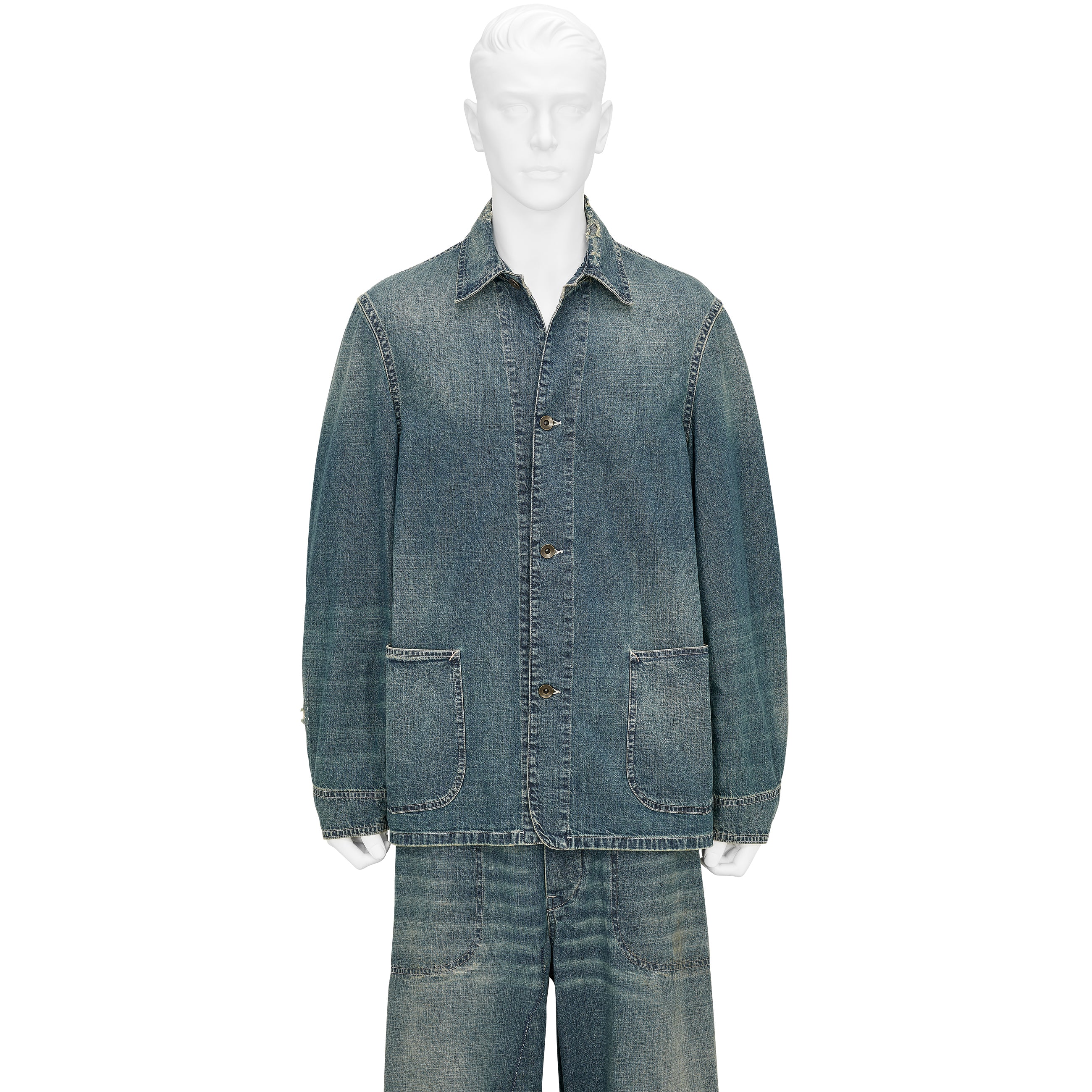 DAMAGED DENIM COVERALL INDIGO