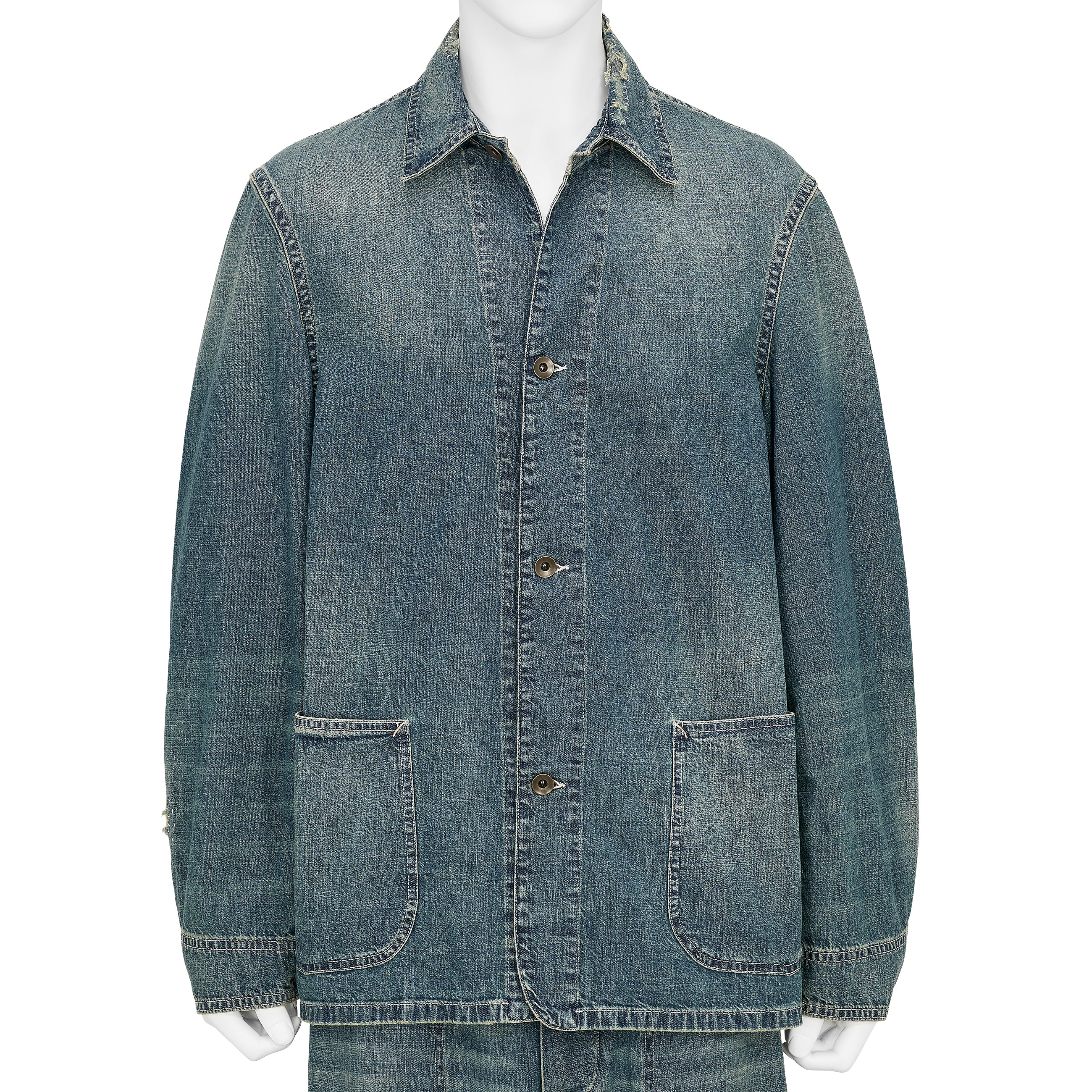 DAMAGED DENIM COVERALL INDIGO