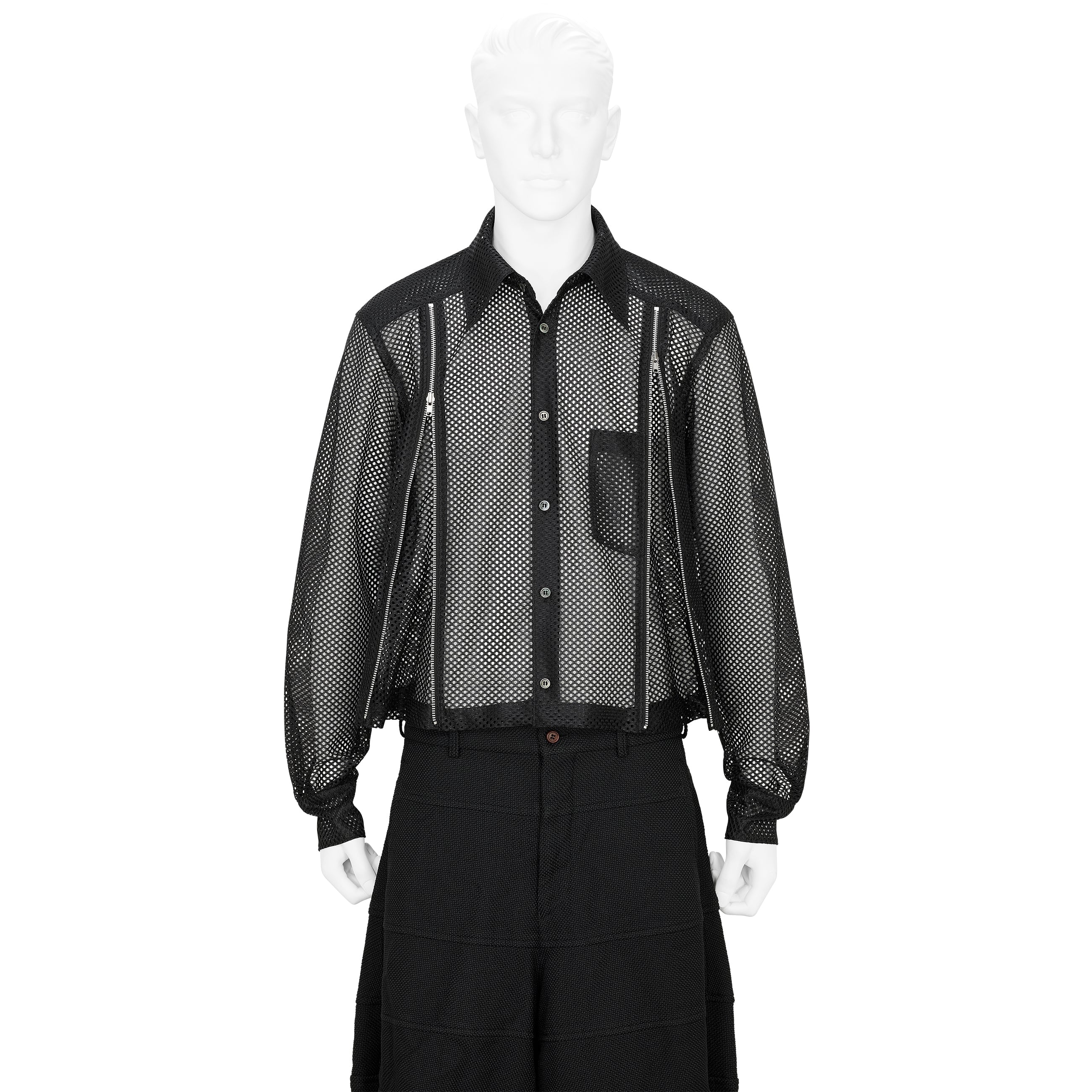 MESH SHIRT WITH ZIP BLACK