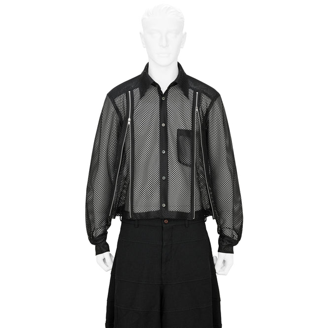 MESH SHIRT WITH ZIP BLACK