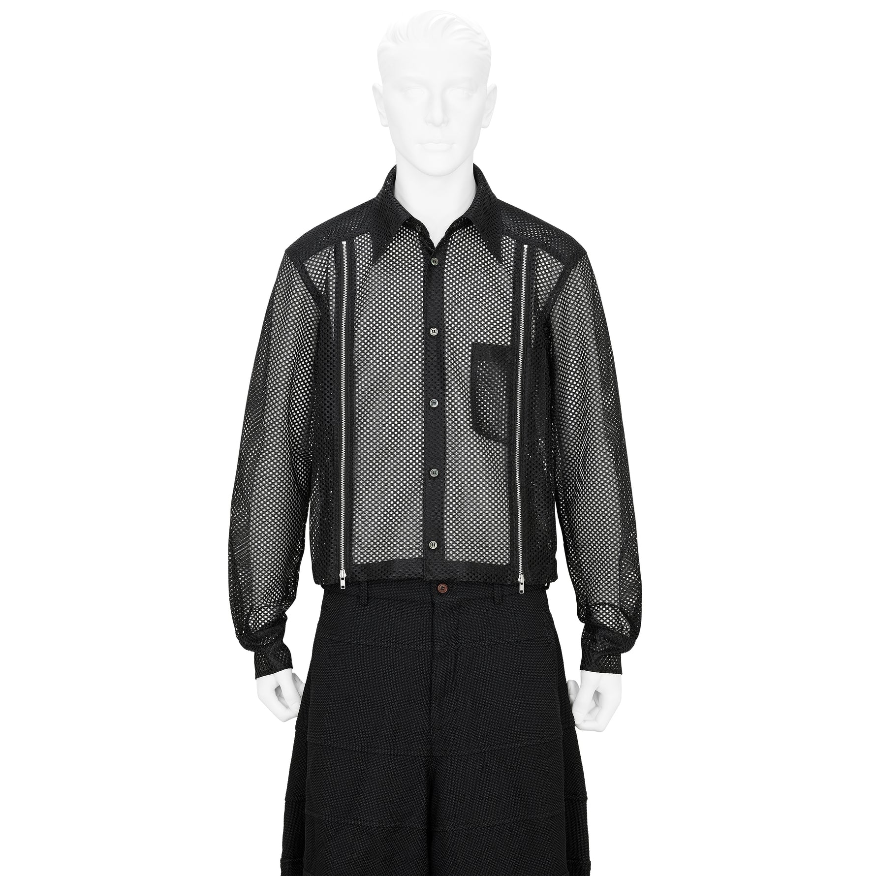 MESH SHIRT WITH ZIP BLACK