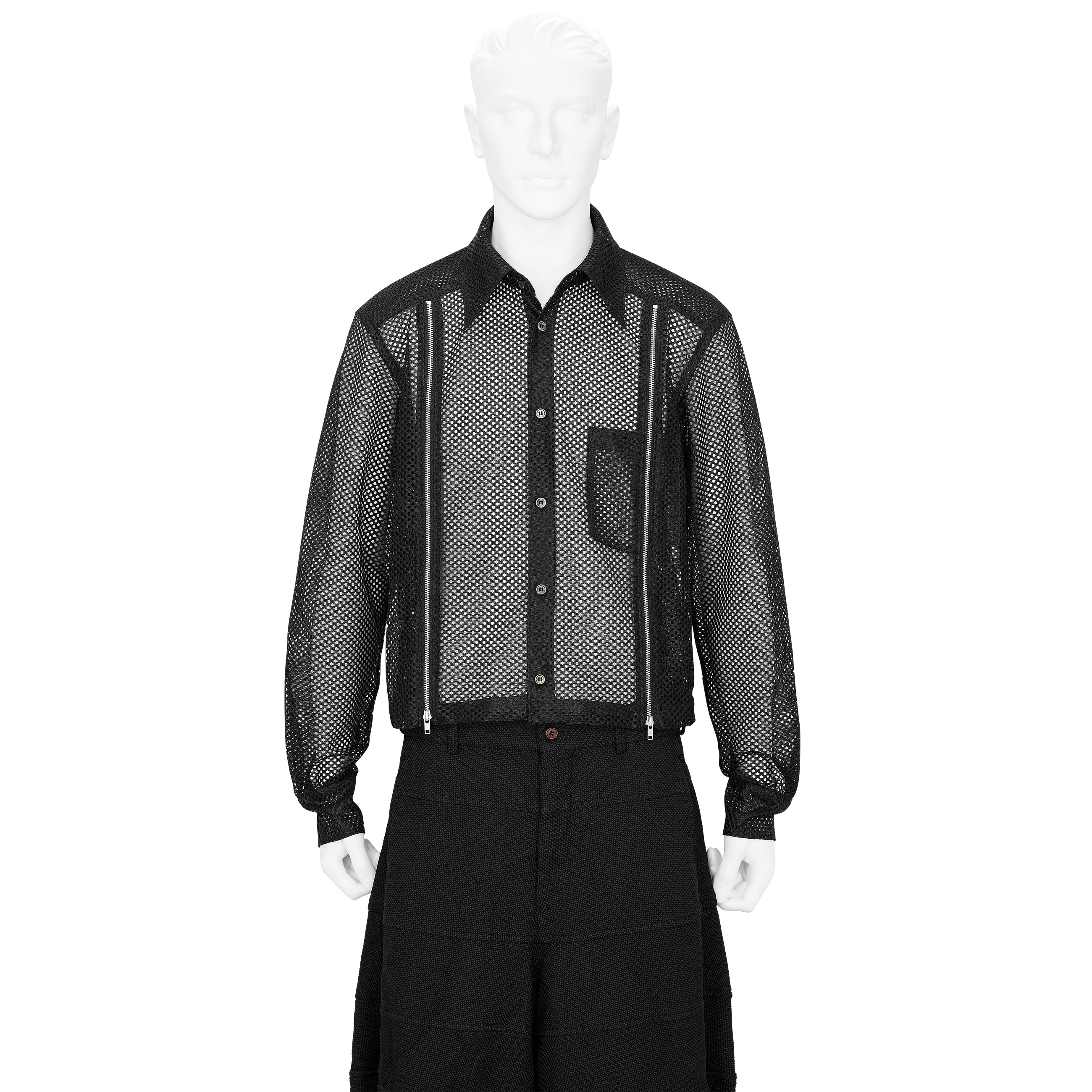 MESH SHIRT WITH ZIP BLACK
