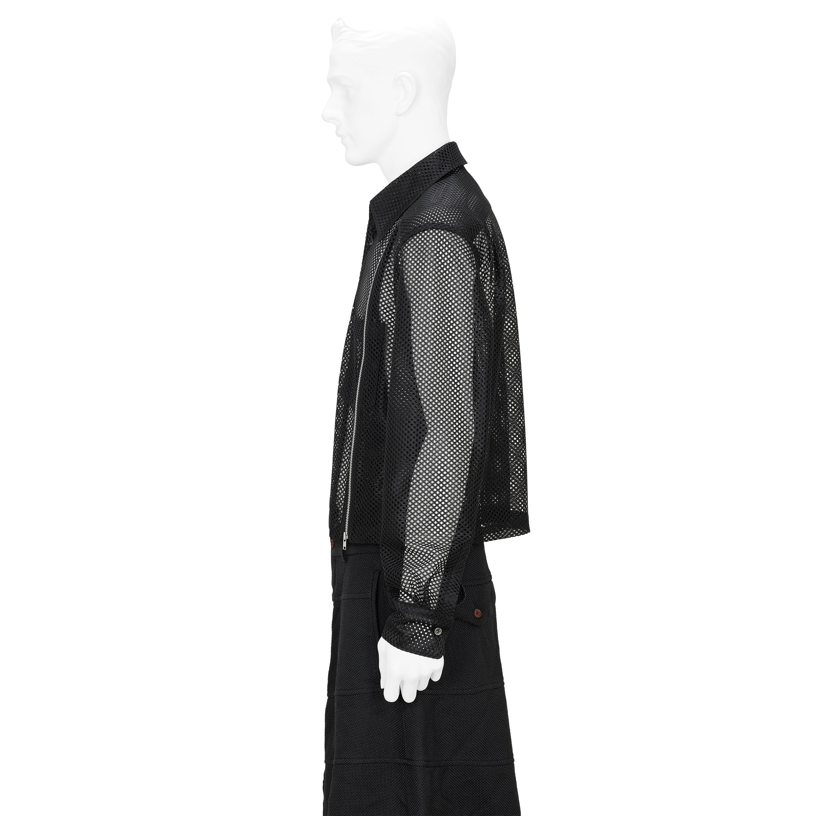 MESH SHIRT WITH ZIP BLACK