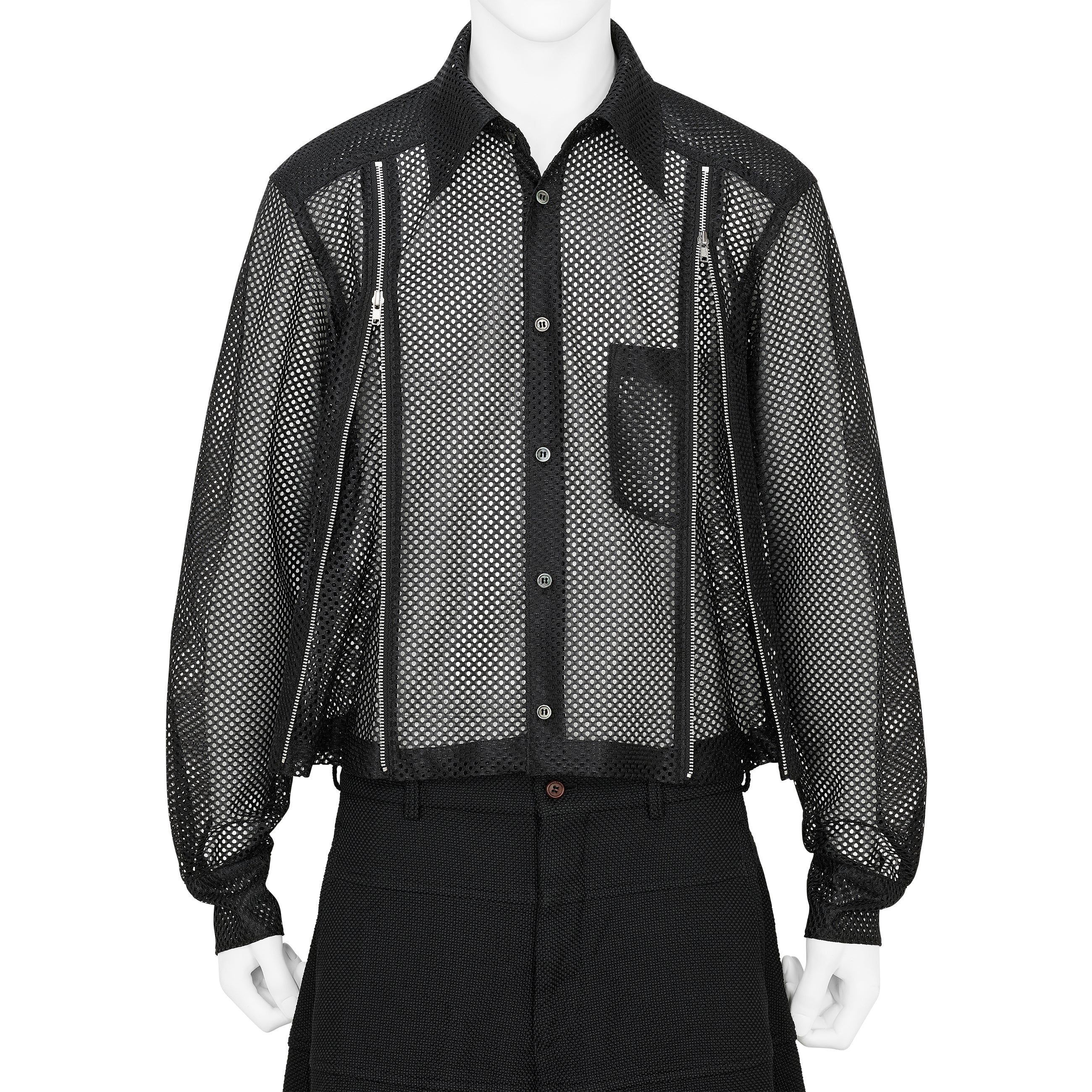 MESH SHIRT WITH ZIP BLACK